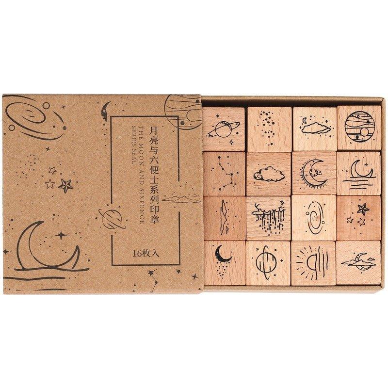 7006  Wooden Stamp Set Moon and Sixpence Collection