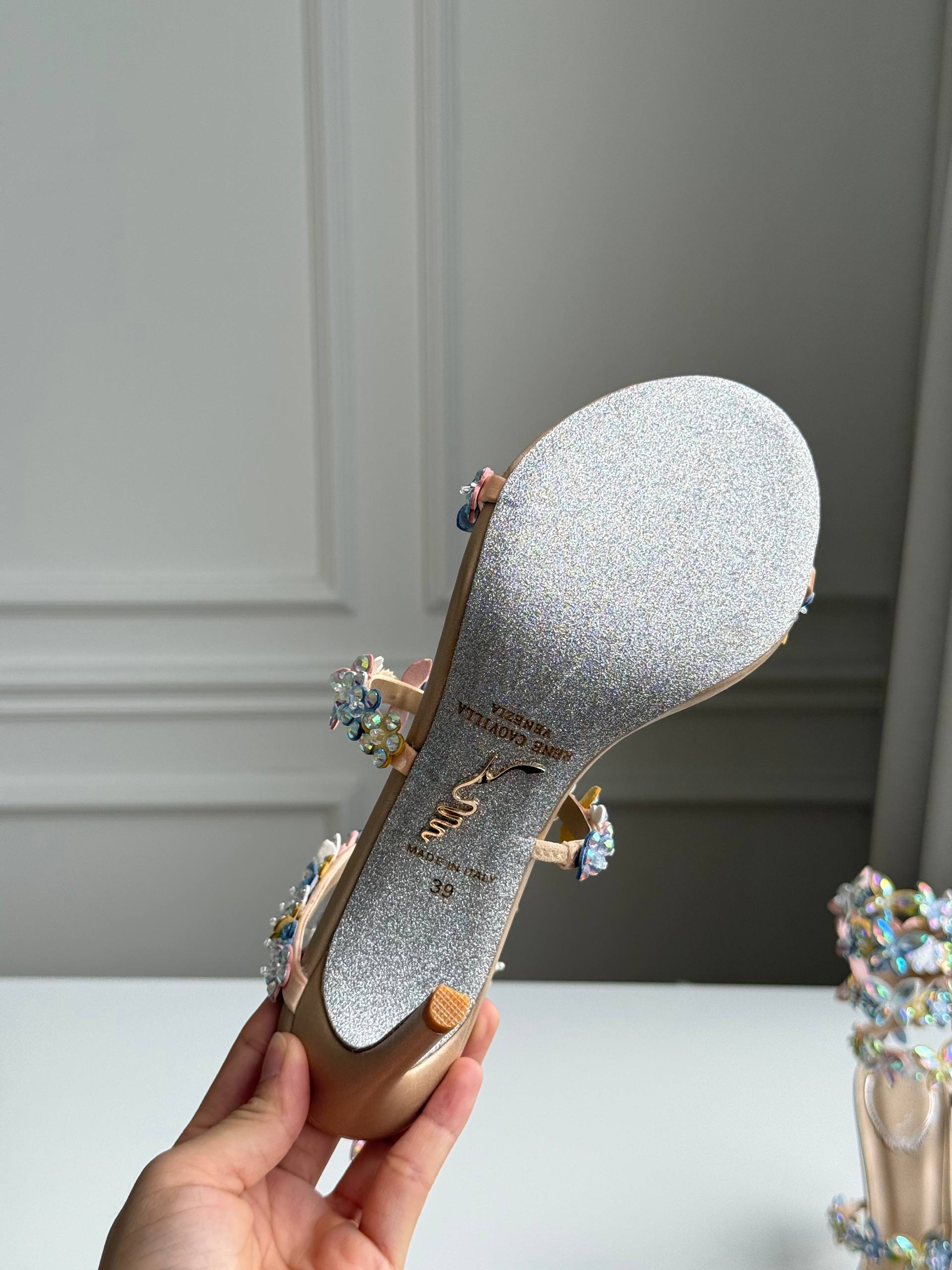 René Caovilla Eden Butterfly Crystal Wrap-Around Heeled Sandals