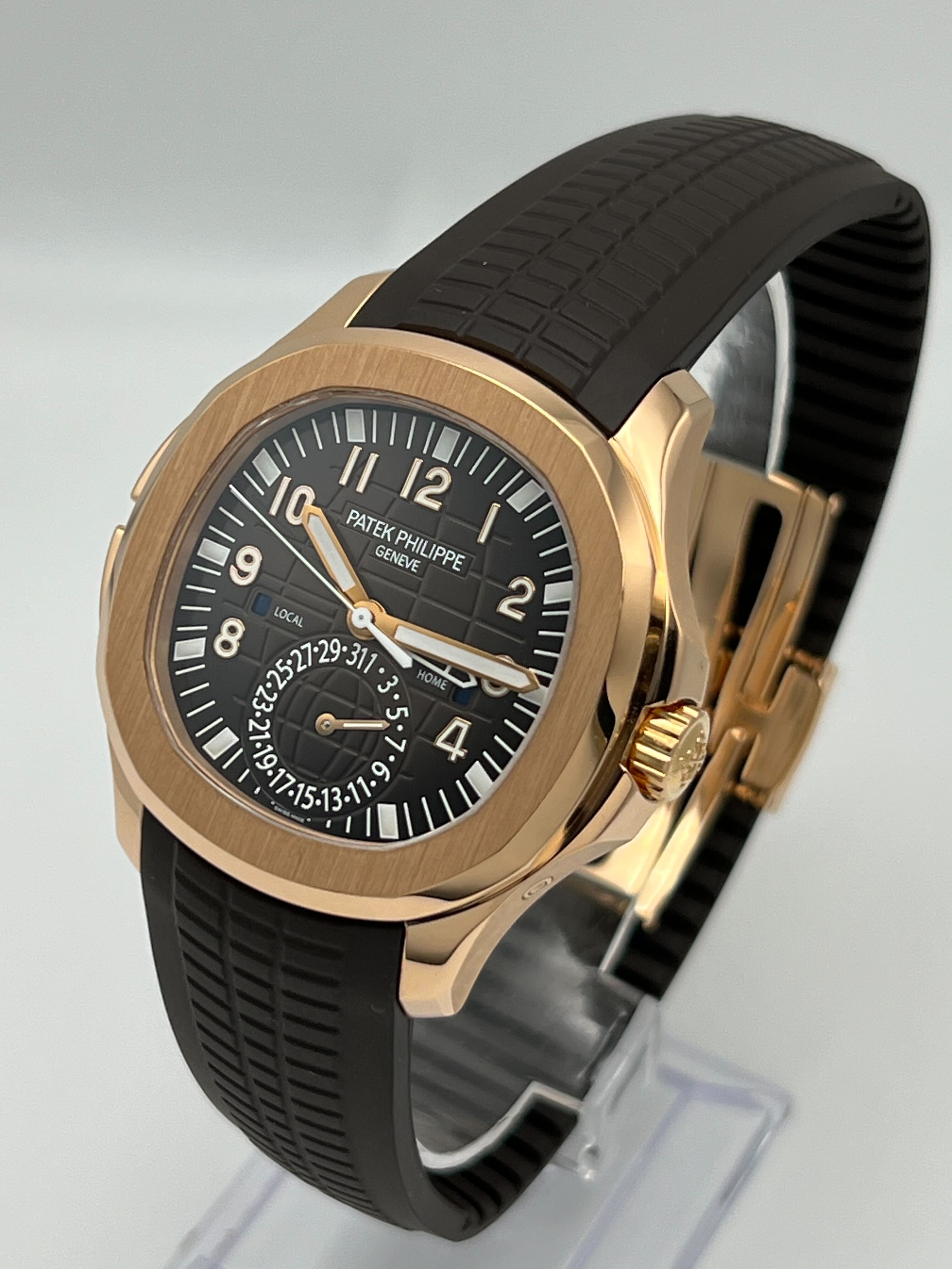 Patek Philippe Aquanaut Travel Time Brown Dial Rose Gold 5164R-001【1:1 Replica】