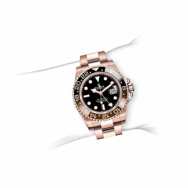 Rolex GMT-Master II 40mm Root Beer Black Dial Oyster Bracelet 18k Rose Gold Watch 126715chnr-0001【1:1 Replica】