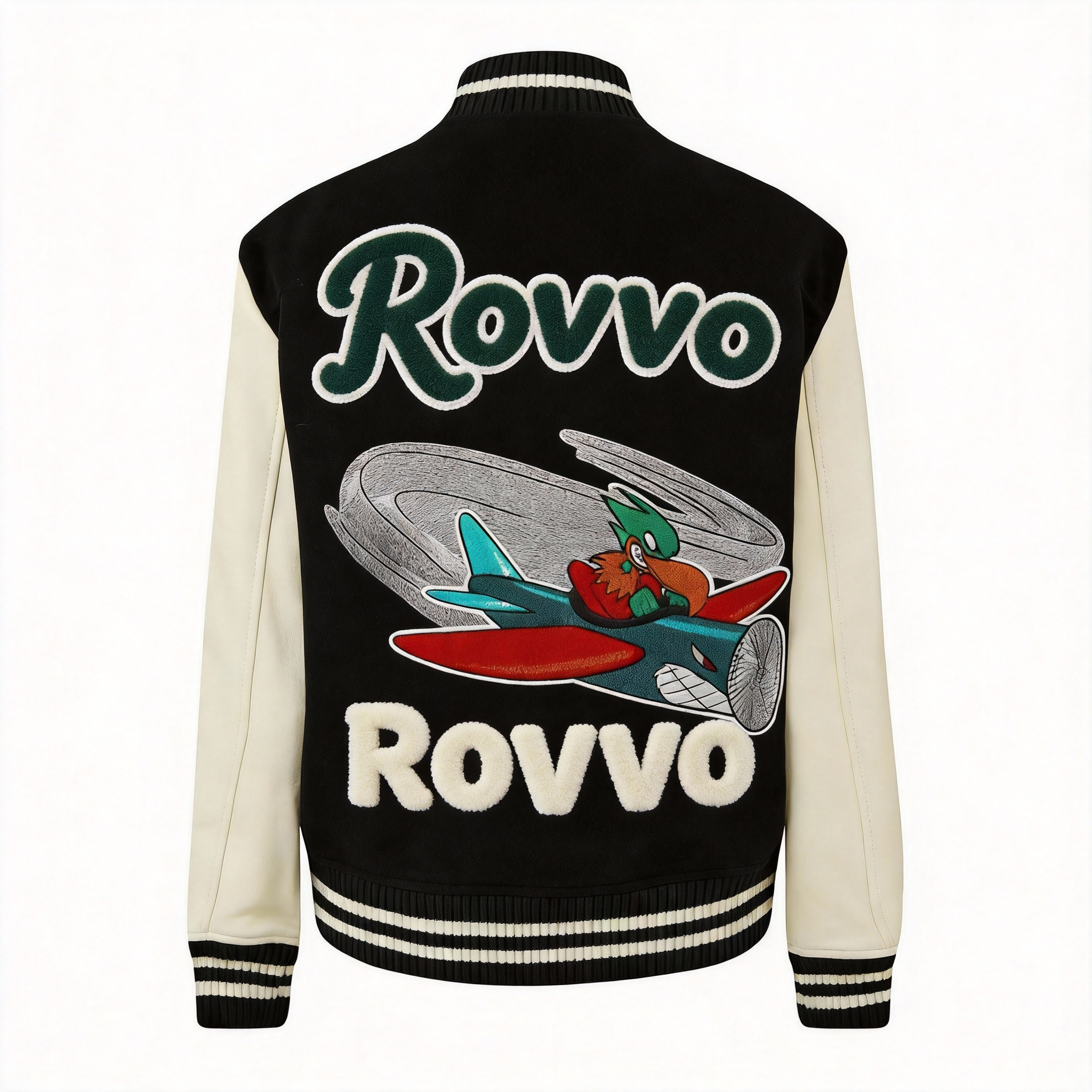 ROVVO High Quality Men Varsity Jacket Chenille Embroidery Leather Sleeves Custom Baseball Letterman College Varsity Jacket