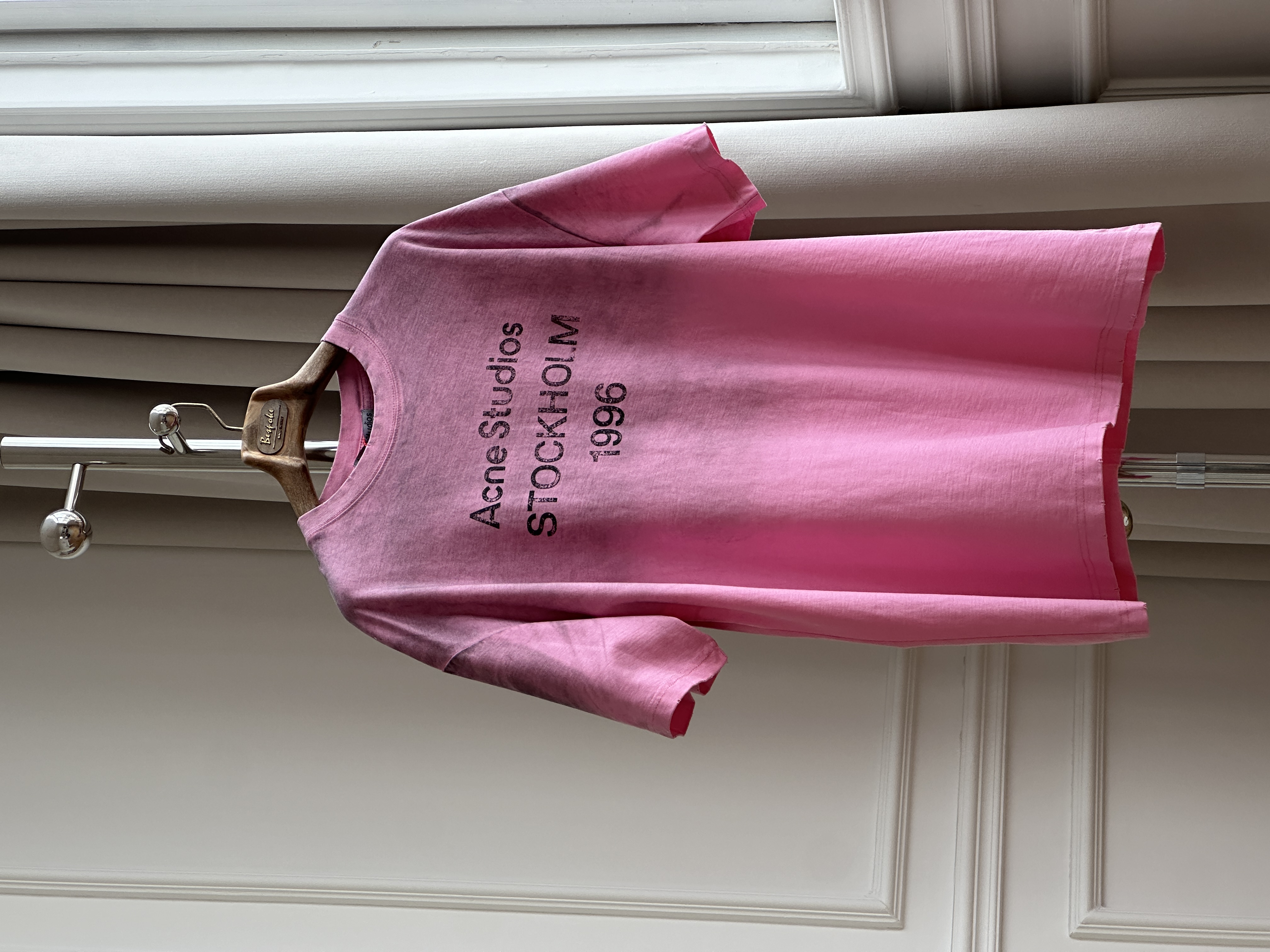 Acne Studios Gradient Pink Washed 1996 Logo Oversized Tee