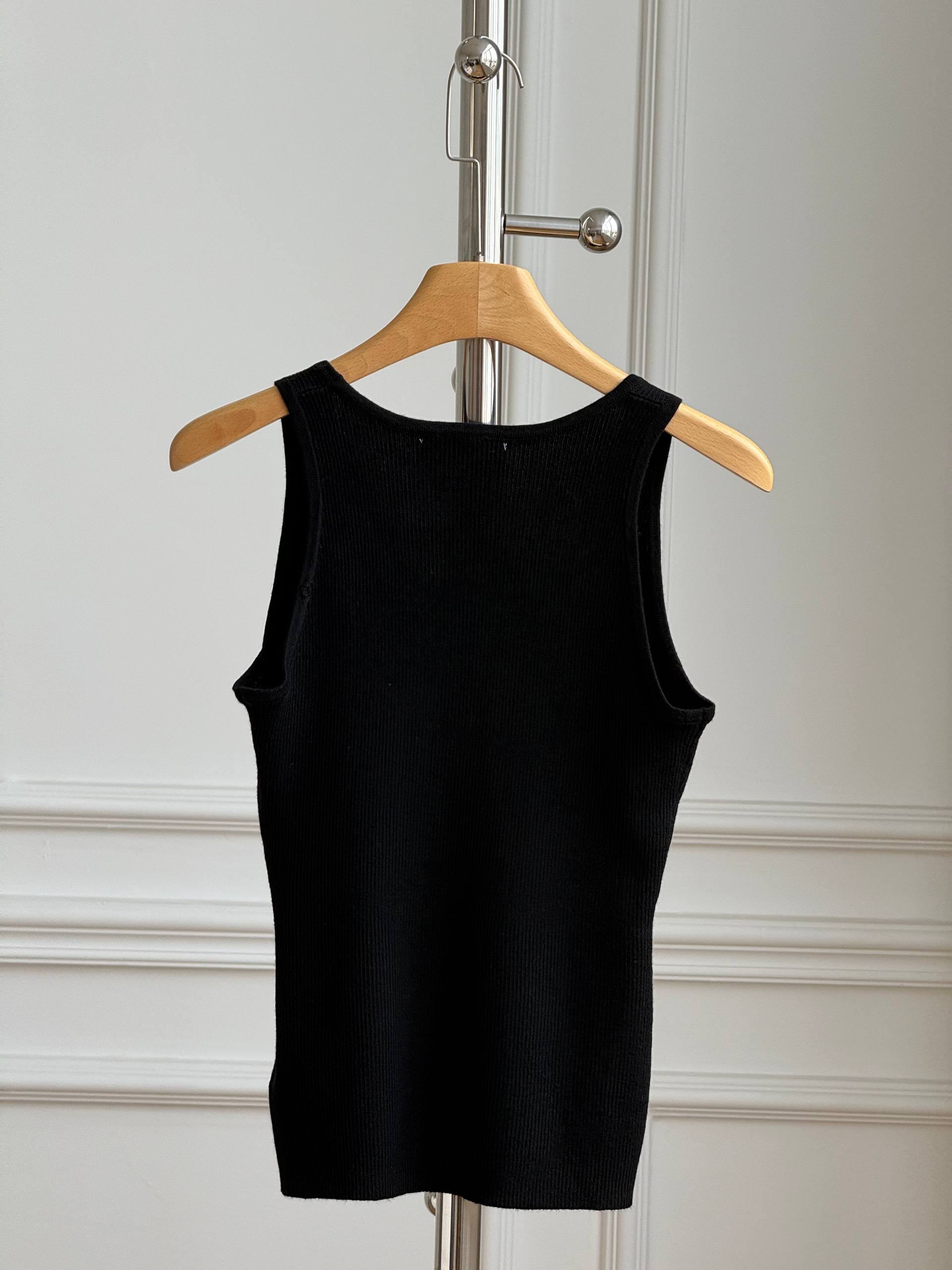 Miu Miu Logo Embroidered Ribbed Knit Tank Top