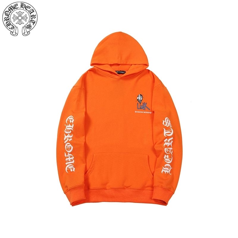 CH Checker Face Print Hoodie Orange