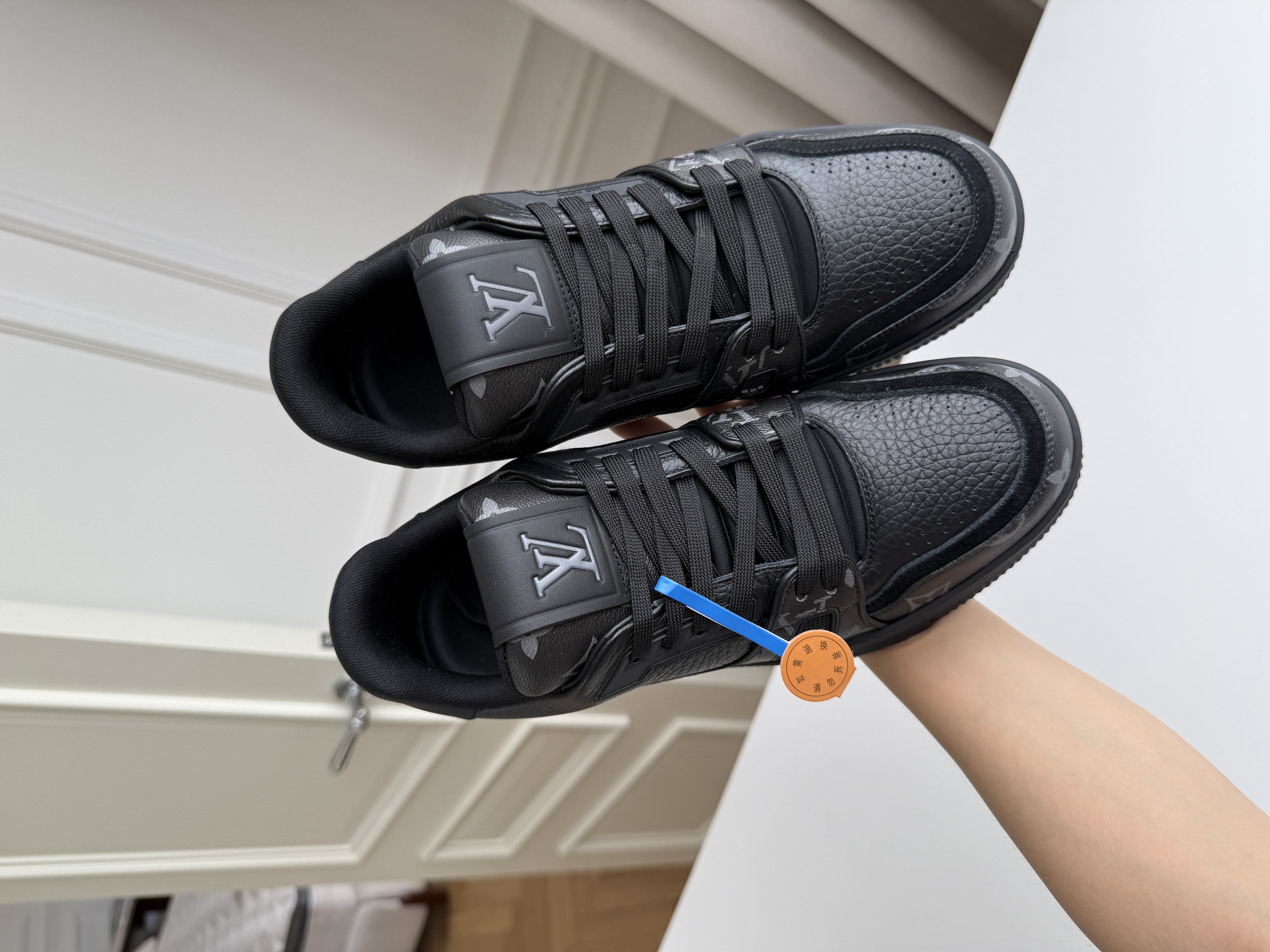 Louis Vuitton Trainer All Black Monogram Low Top Sneaker