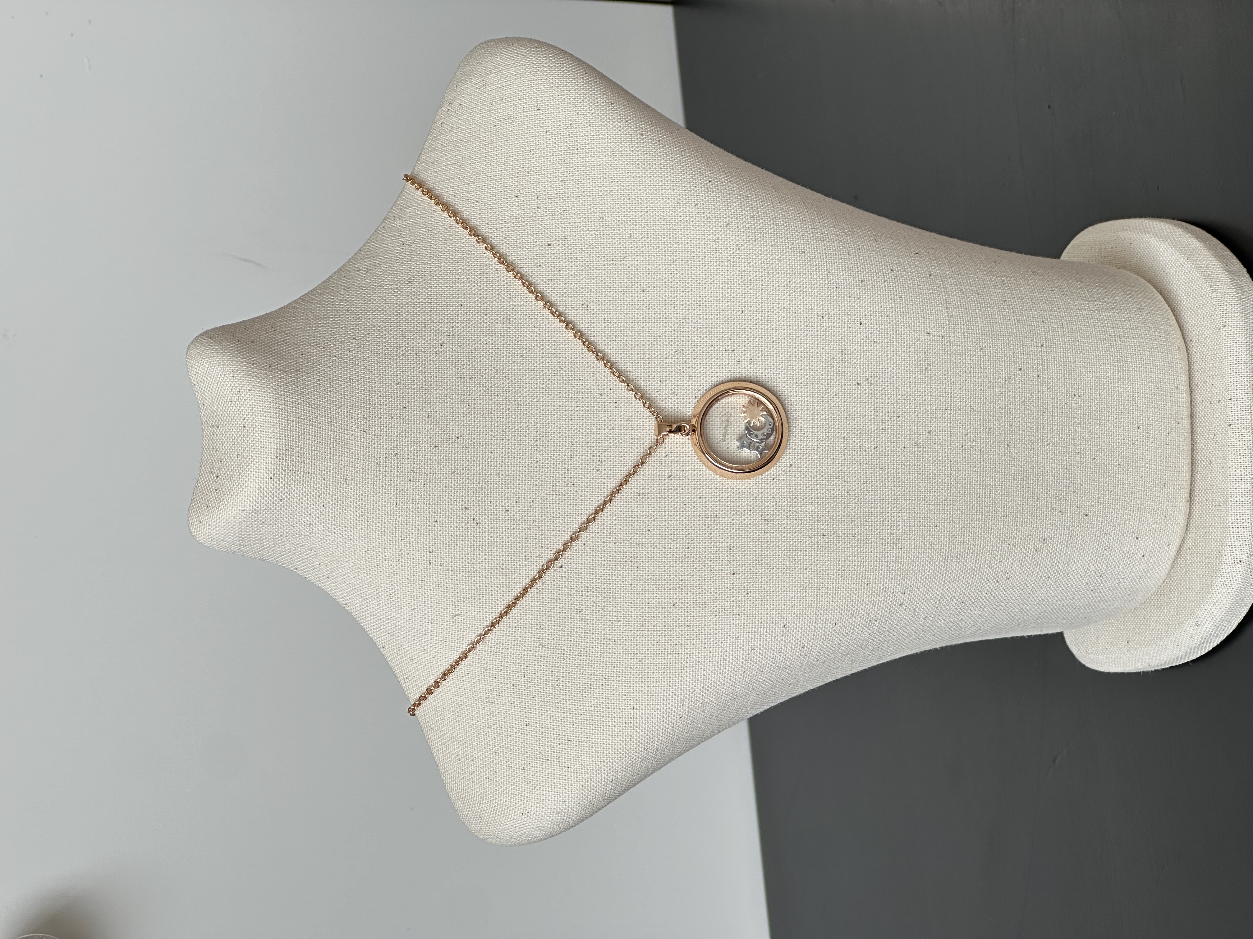 Sun & Moon Two-tone Round Pendant Thin Clavicle Necklace