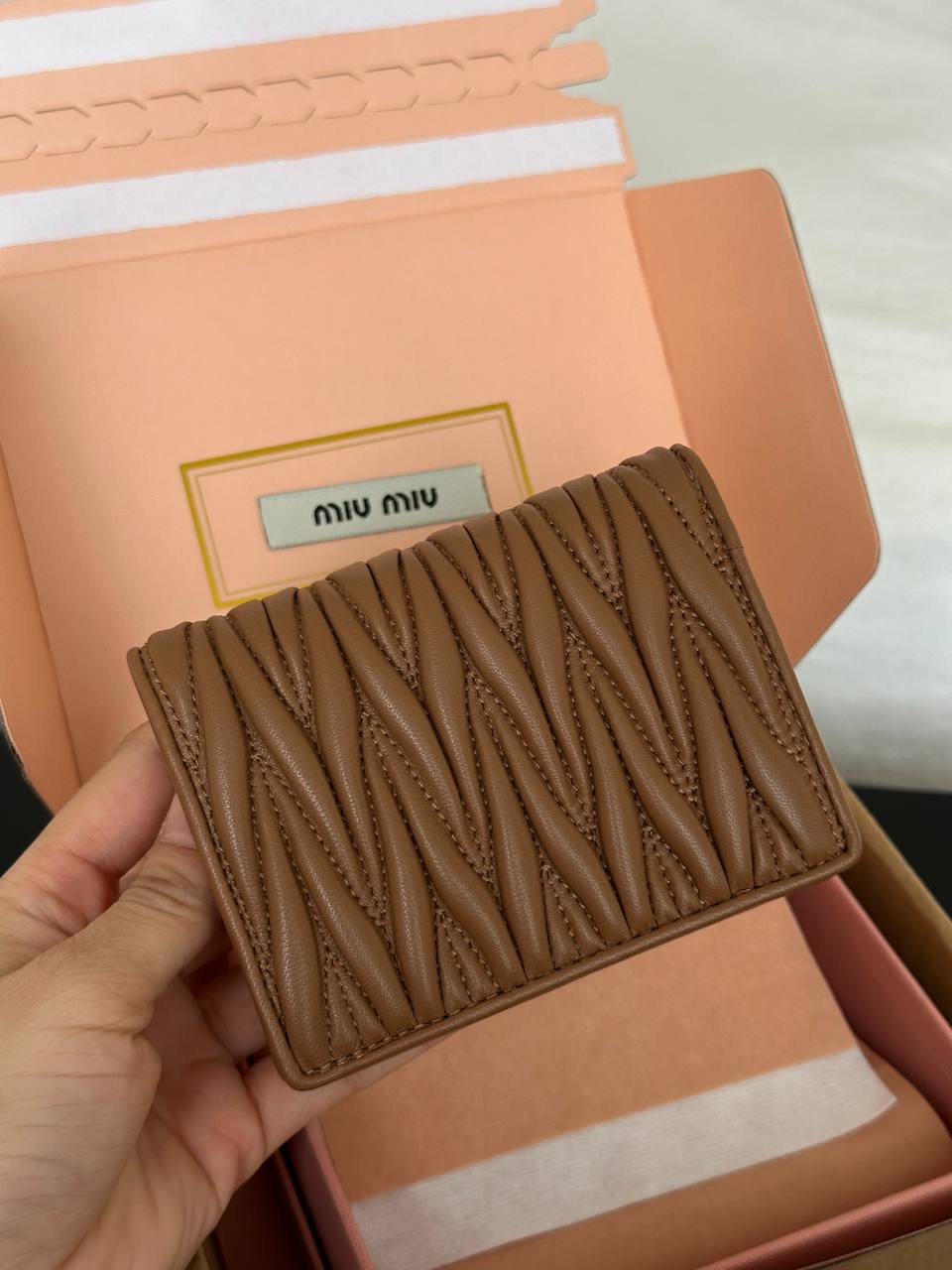 Miu Miu Brown Quilted Nappa Leather Short Wallet