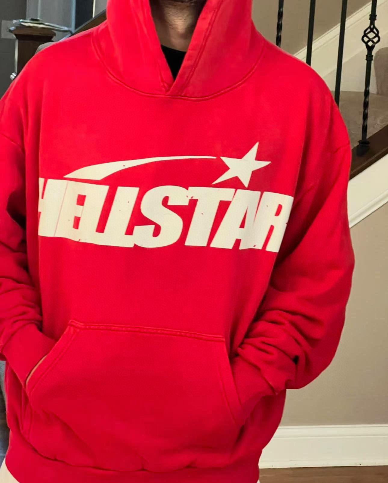 1:1 Best Quality Hellstar Classic Logo Hoodie Red Color