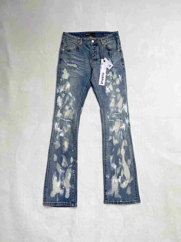 1:1 Best Quality Front and back inked small ripped micro jeans
