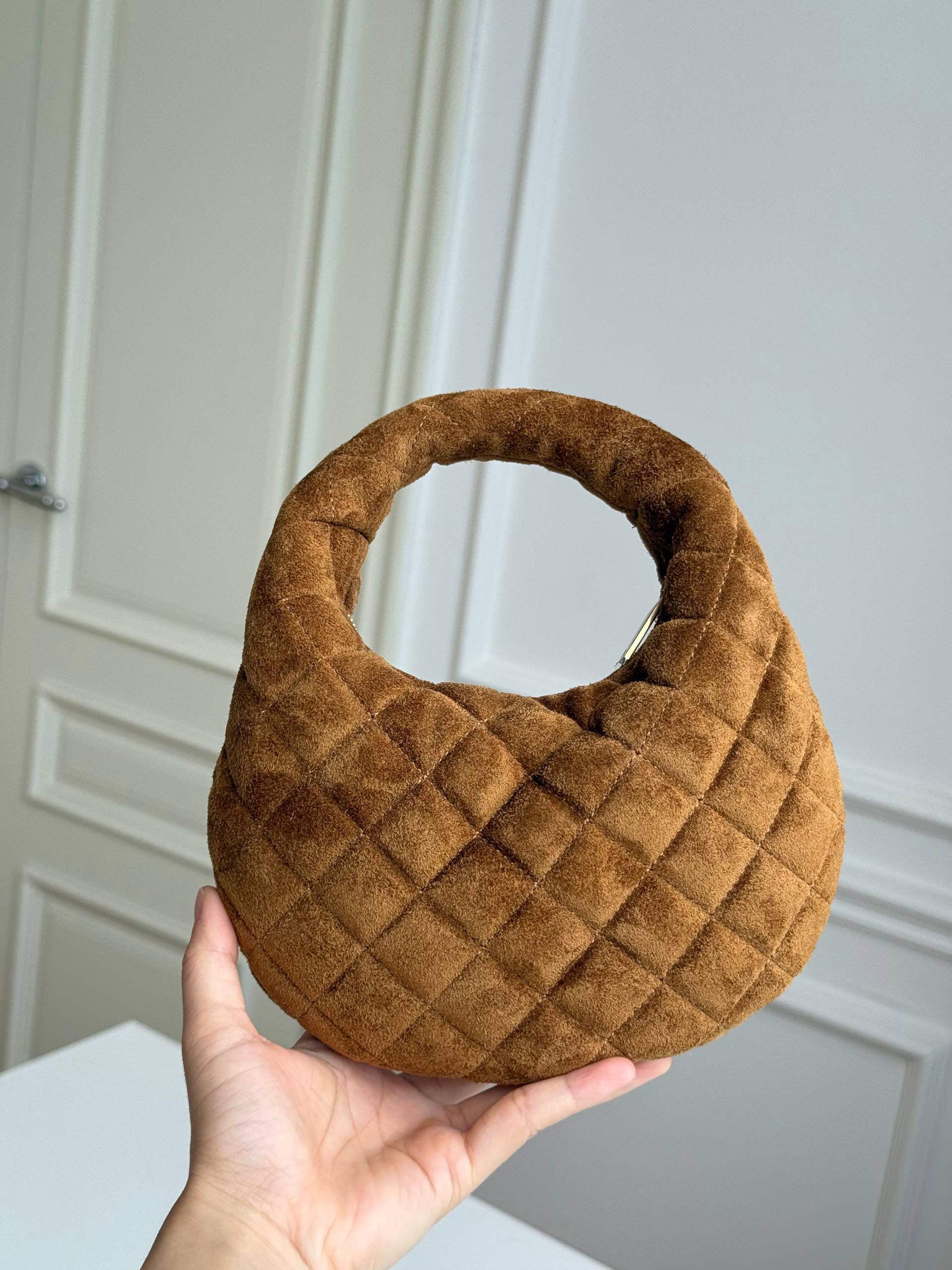 Saint Laurent Baby Icare Quilted Suede Mini Hobo Bag