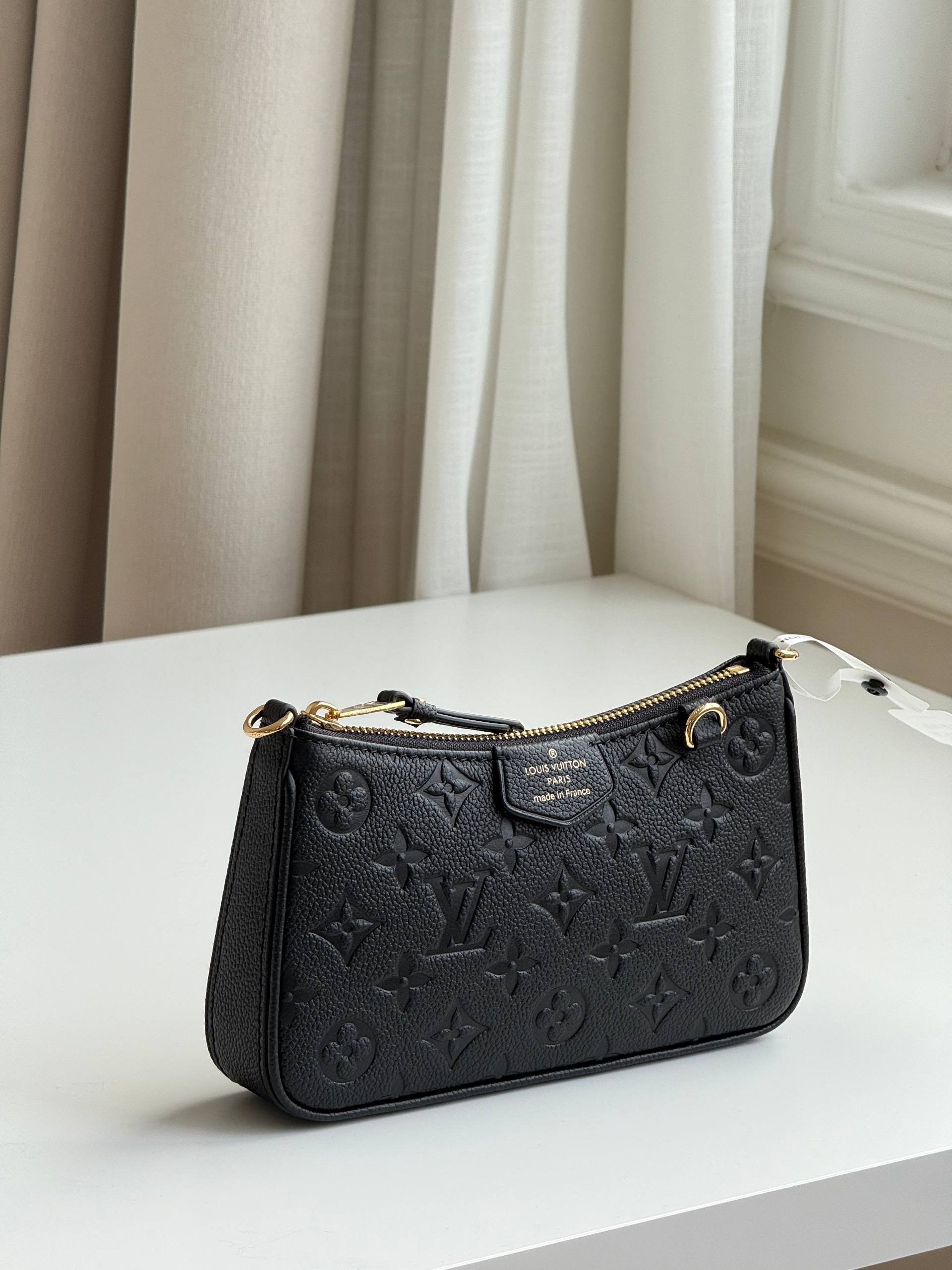 LV Easy Pouch Black Embossed Underarm Bag