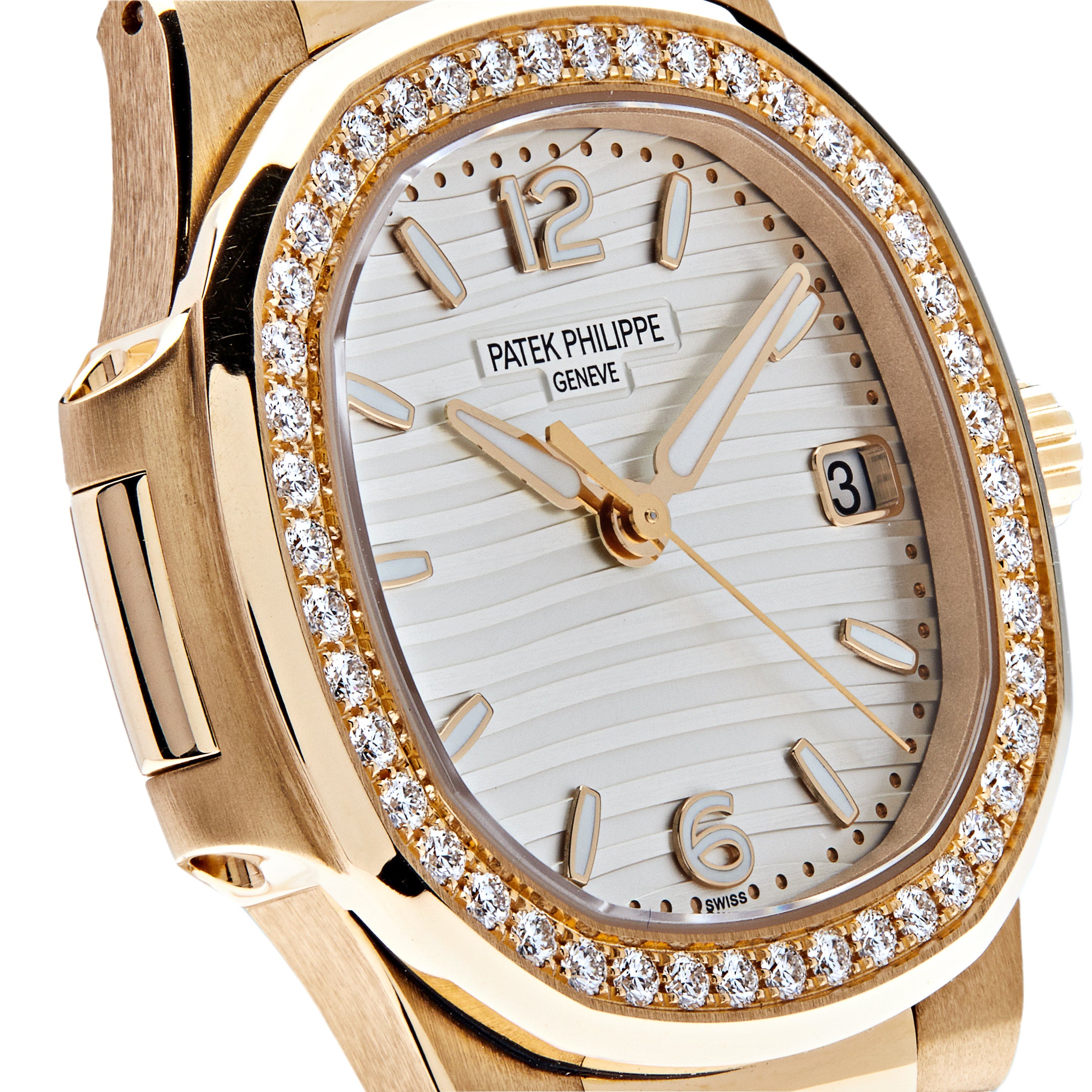 Patek Philippe Ladies Nautilus Quartz Rose Gold Diamond Bezel 7010/1R-011【1:1 Replica】