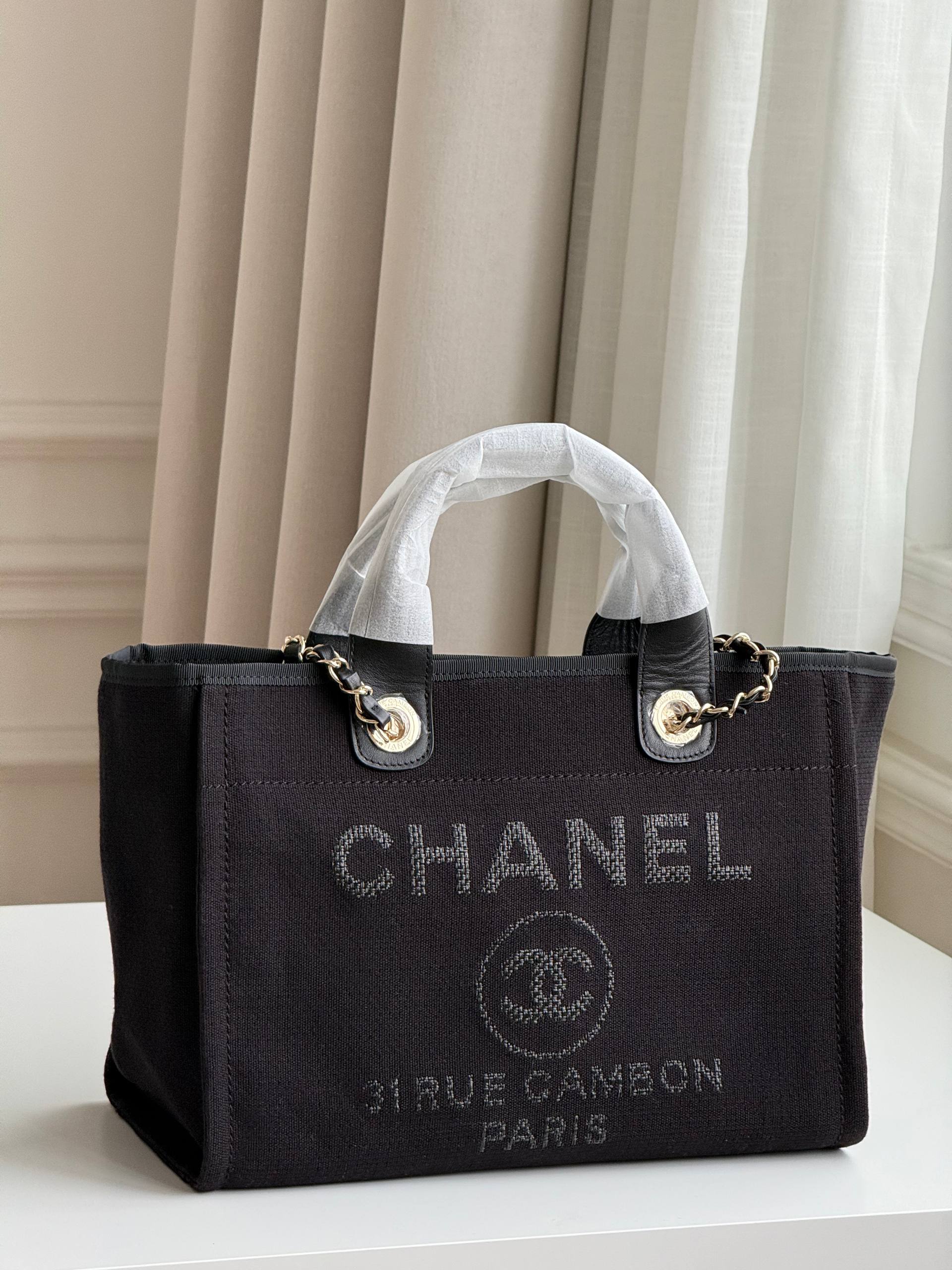 Chanel Mini Deauville Canvas Tote Handbag