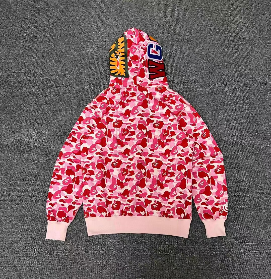 1:1 Best Quality Pink Camo 1 Hood Zipper Hoodie