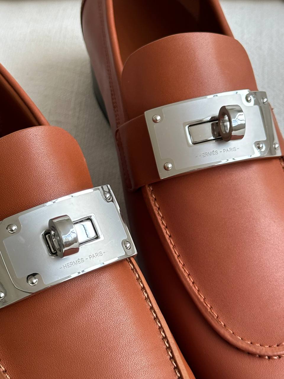 HERMÈS Hot Loafers with Kelly Buckle Calfskin Leather