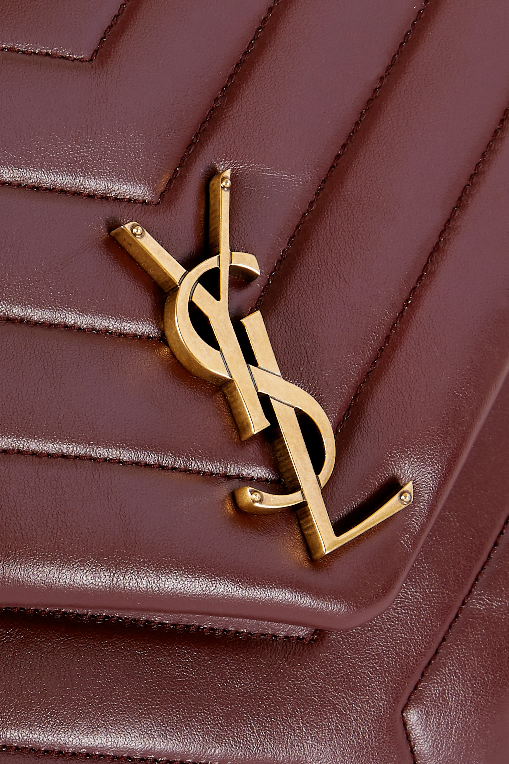 SAINT LAURENT Loulou medium quilted leather shoulder bag burgundy