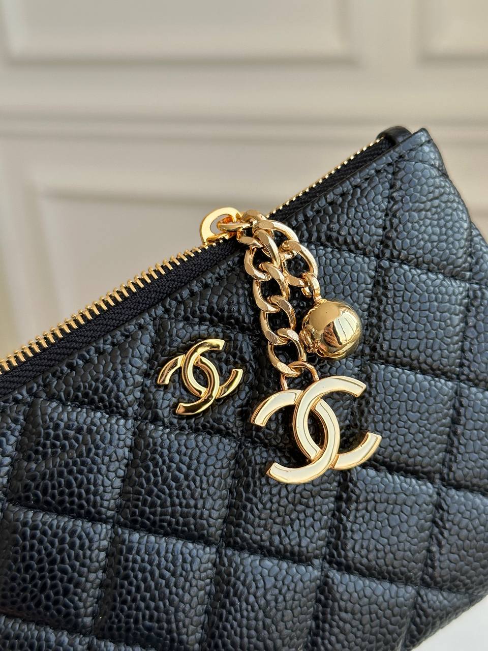Chanel Quilted Caviar Leather Zip Coin Purse