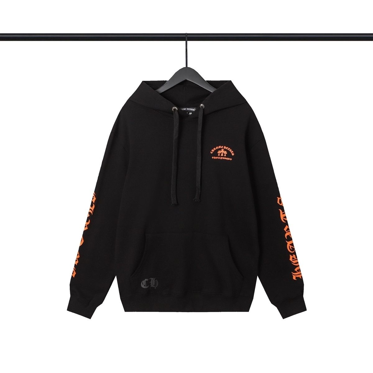 CH Orange Logo Letters Hoodie Black