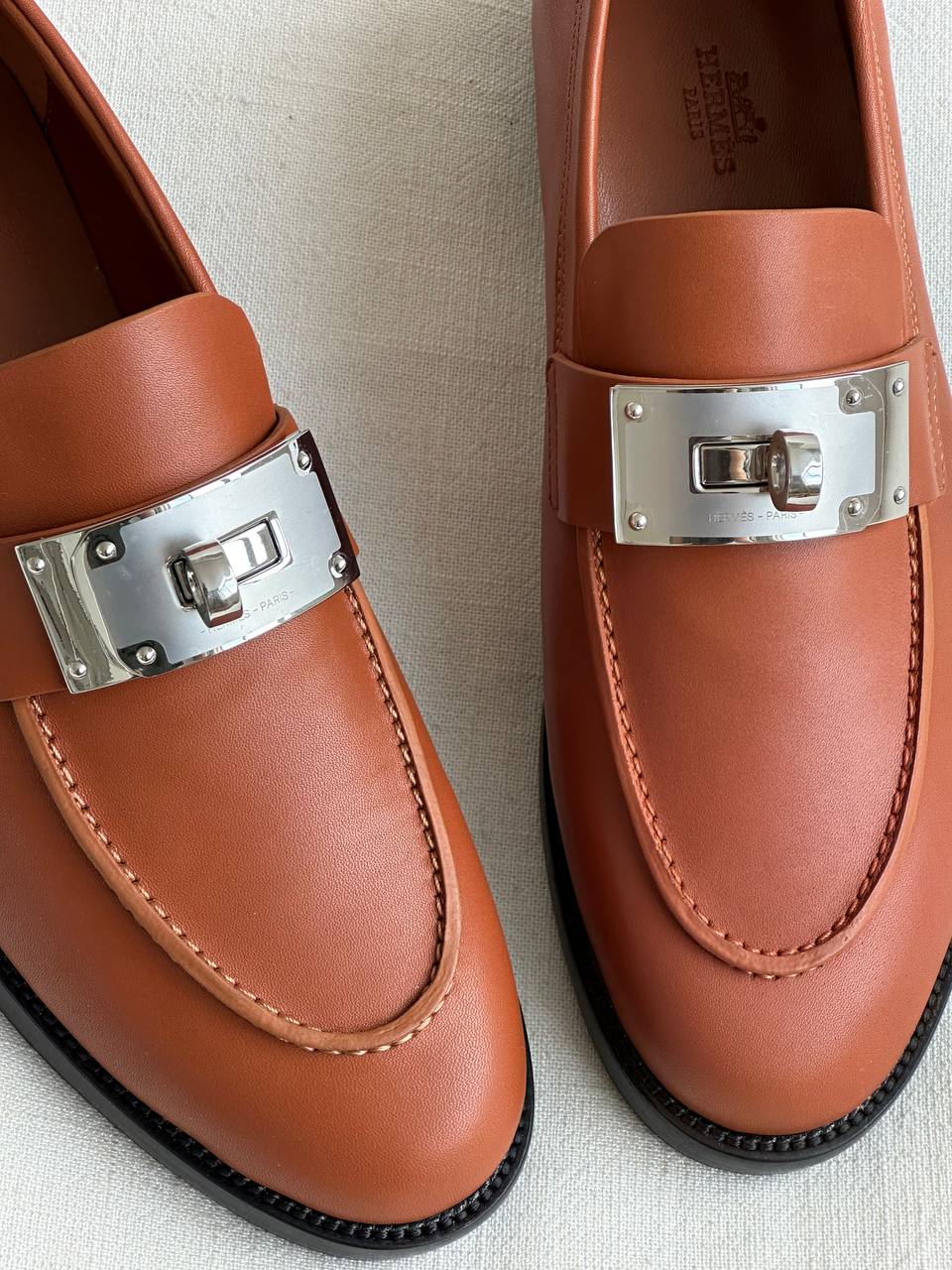 HERMÈS Hot Loafers with Kelly Buckle Calfskin Leather