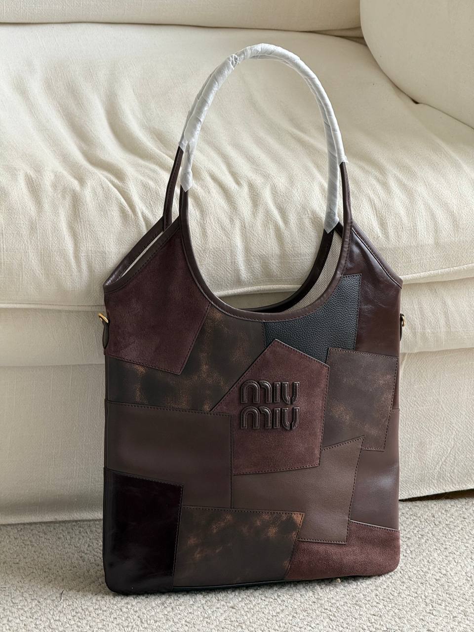 Miu Miu Ivy Patchwork Leather Tote Bag