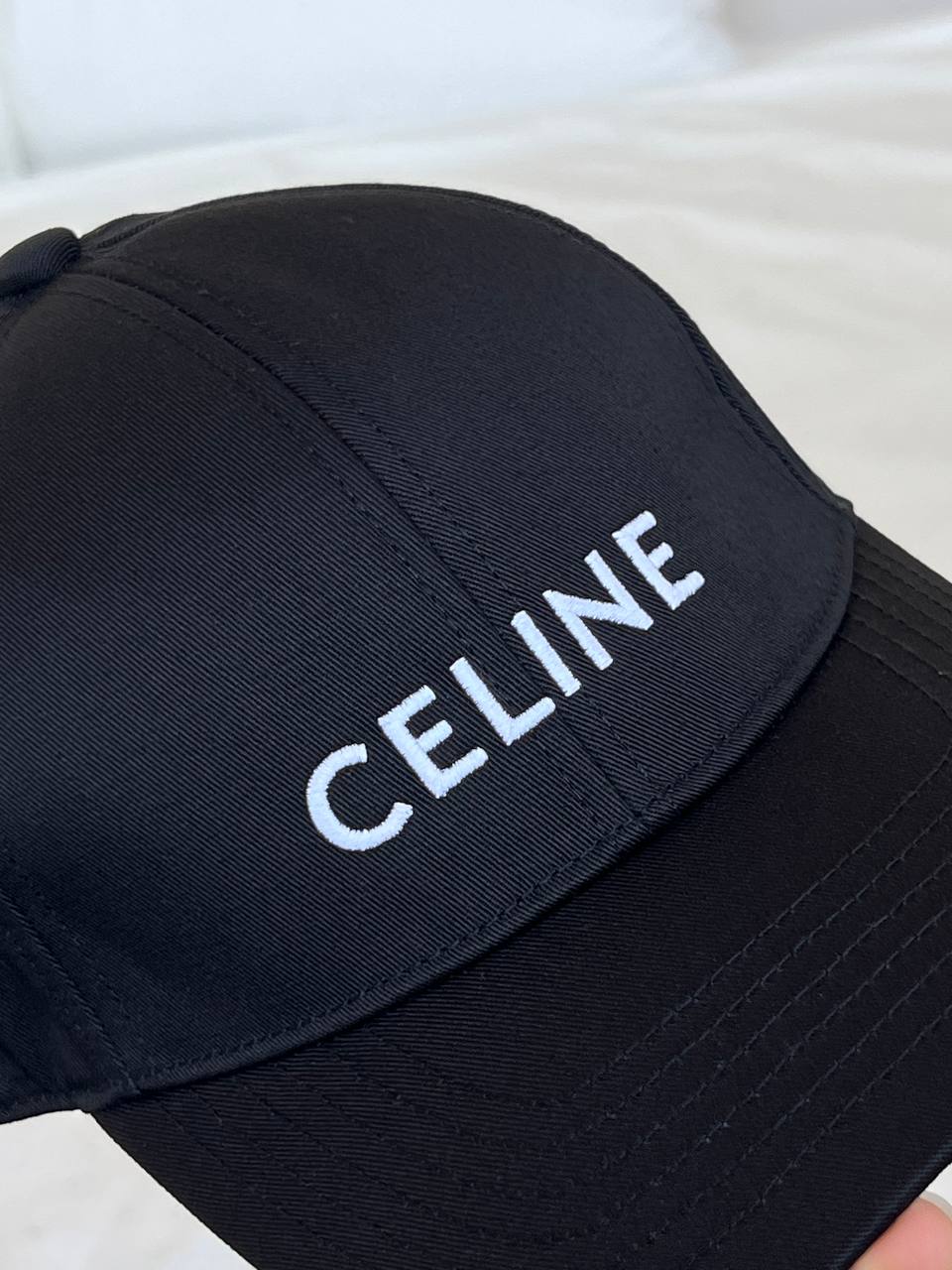 Celine Black Letter Embroidered Baseball Cap