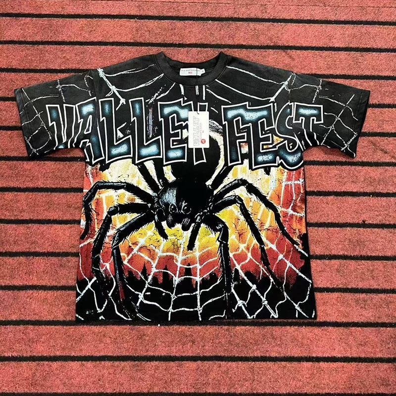 vale spider letter print vintage washed tee