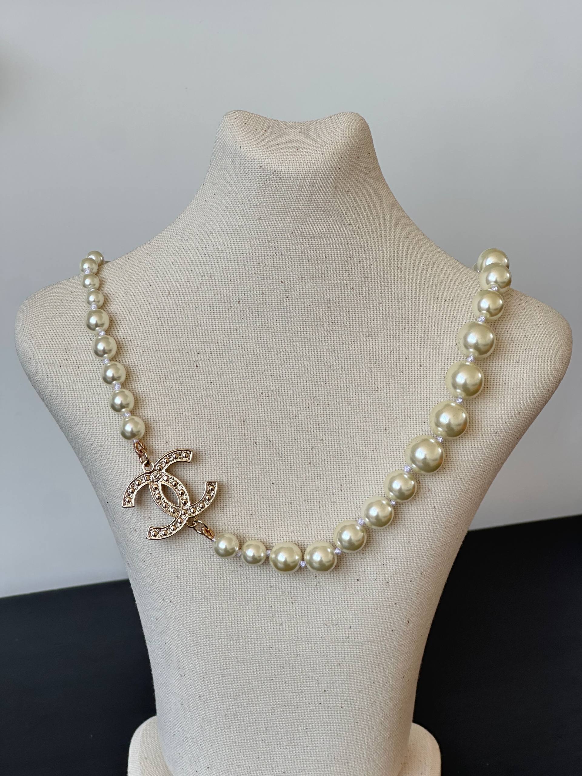Chanel Graduated Pearl CC Crystal Necklace