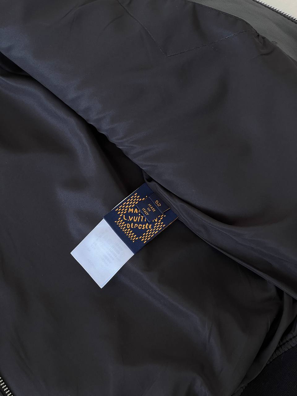 Louis Vuitton Black Lambskin Collared Zip Bomber Leather Jacket