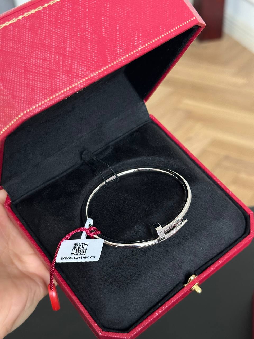 Cartier LOVE Series White Gold Screwless Narrow Bangle Bracelet