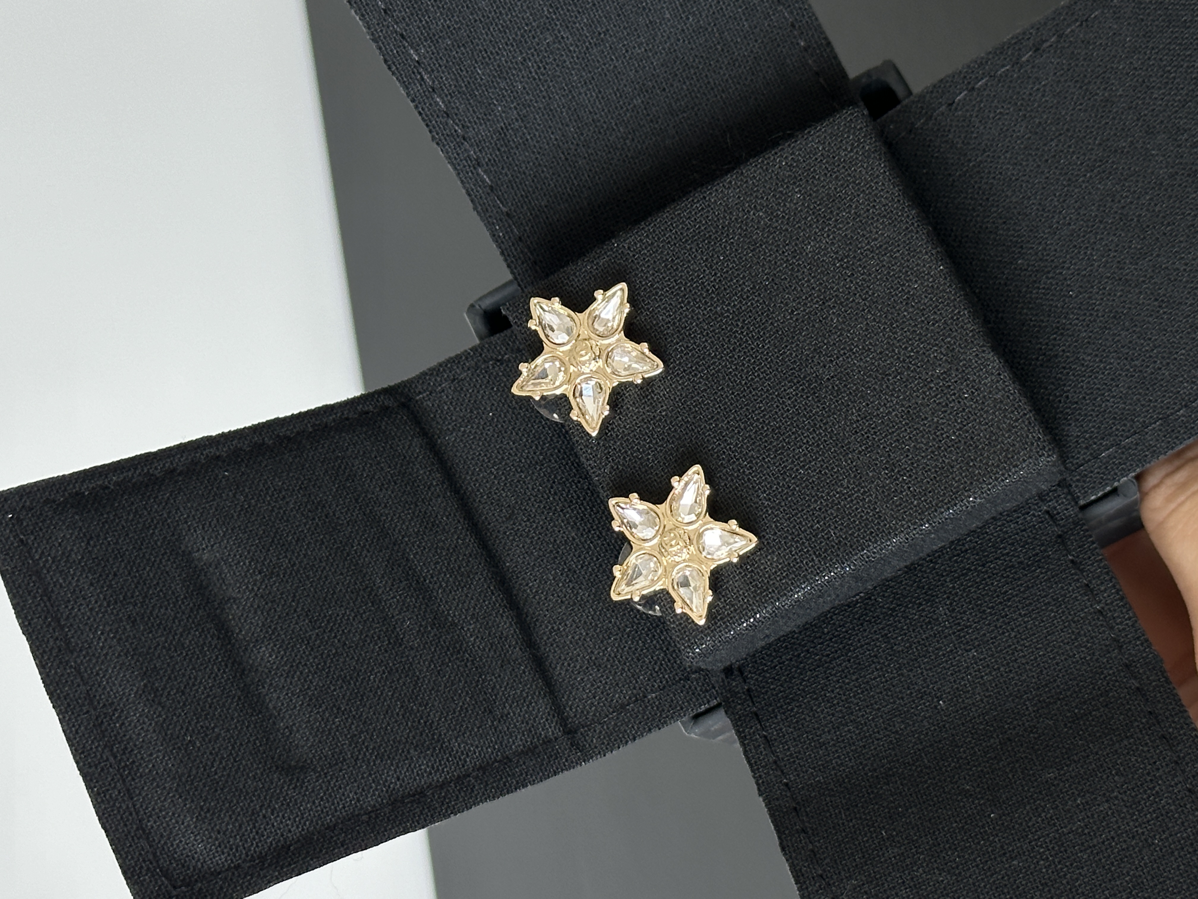 Chanel Gold-tone Star Crystal Stud Earrings