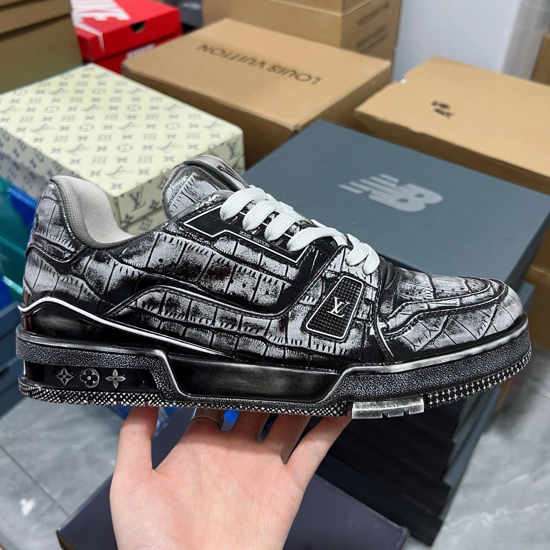 LV Trainer Faded Black Color Alligator Hide