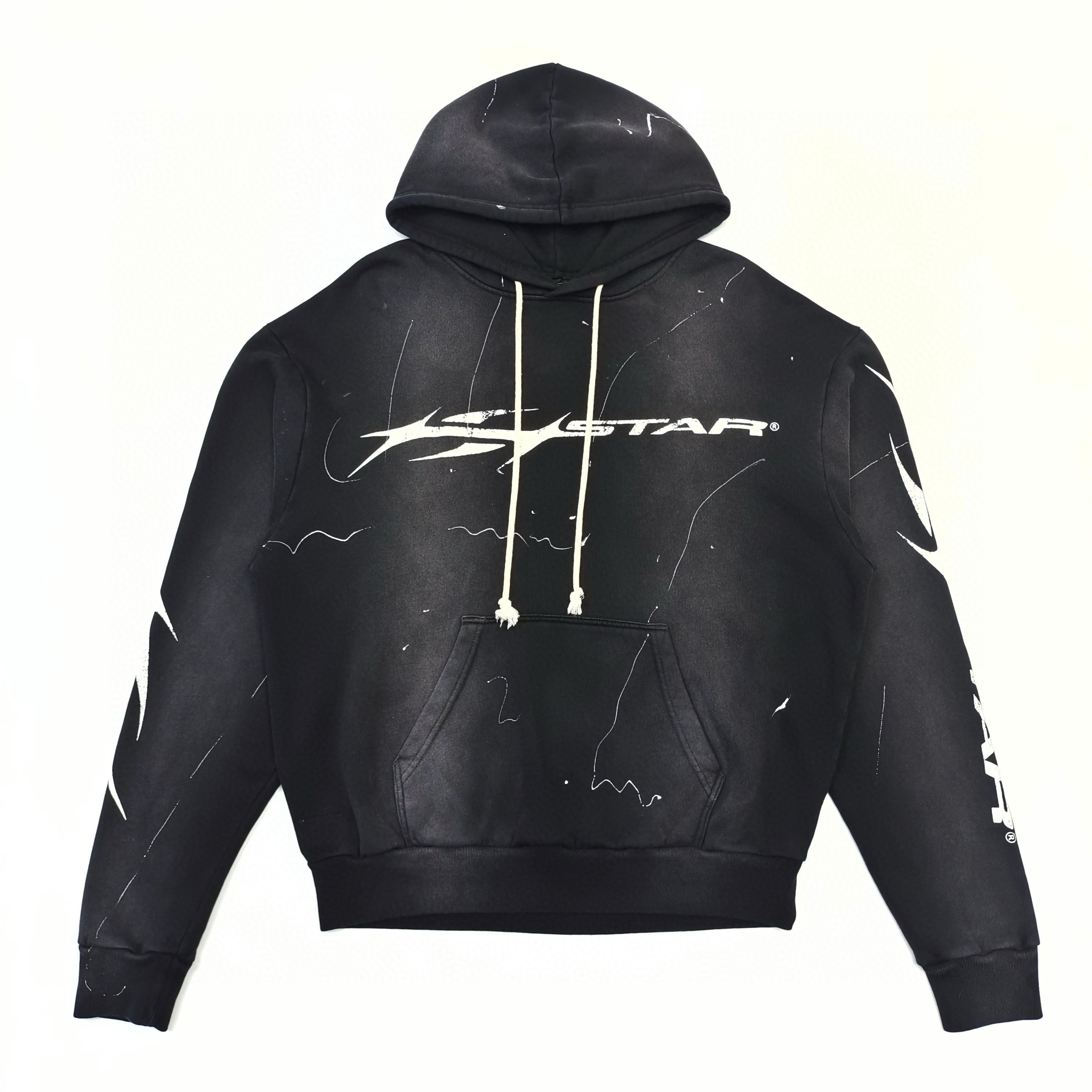 1:1 best quality Hellstar white ank line hoodie black(with NFC tag)