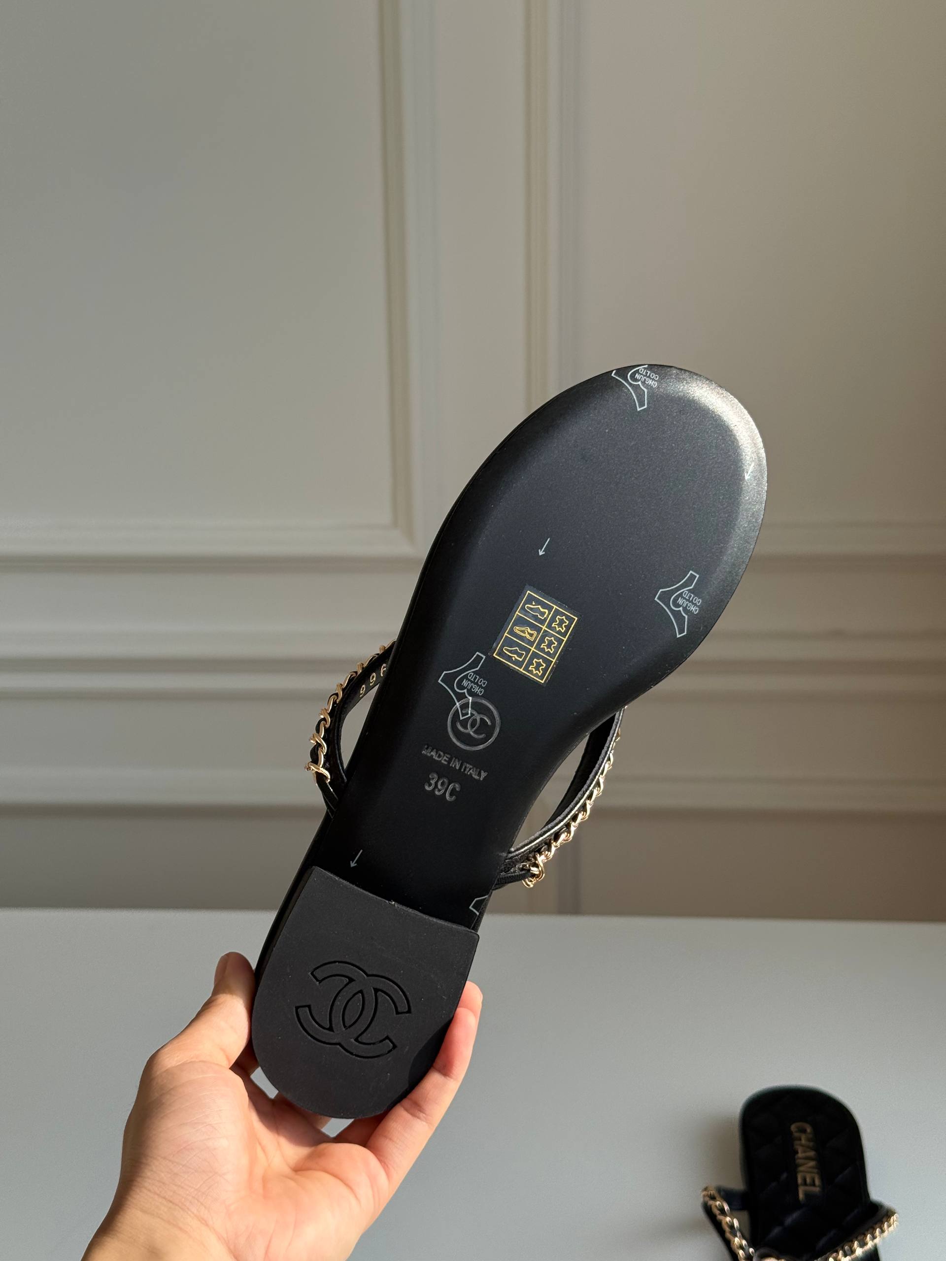 Chanel Quilted Heart CC Thong Sandals