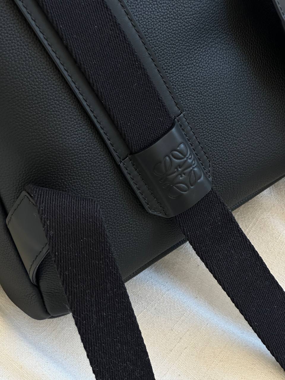 Loewe Black Grained Calfskin Goya Embossed Anagram Flap Business Backpack