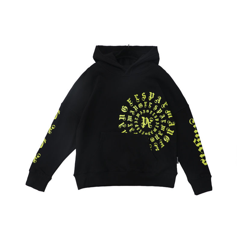 Whorl Green Letters Hoodie Black