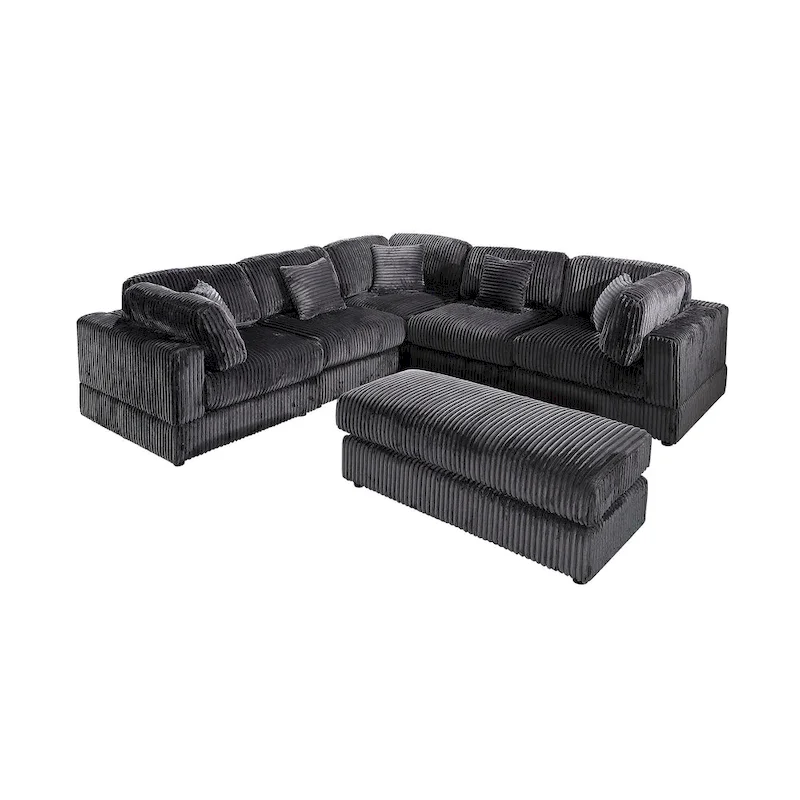 Canapé sectionnel modulaire en velours côtelé 6 pièces surdimensionné en forme de L, combinaison DIY