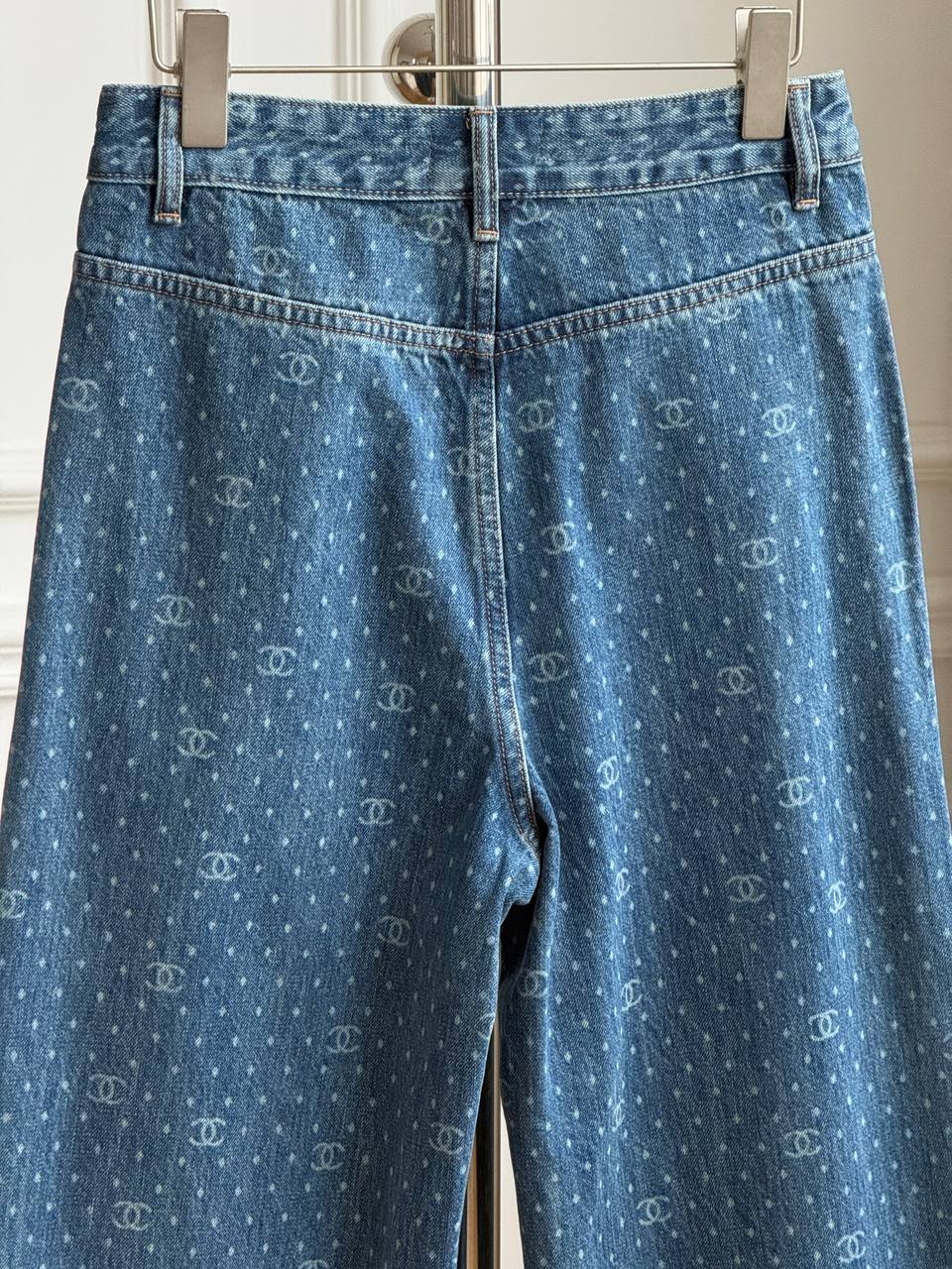 CHANEL 23P CC Polka Dot Print Straight-Leg
