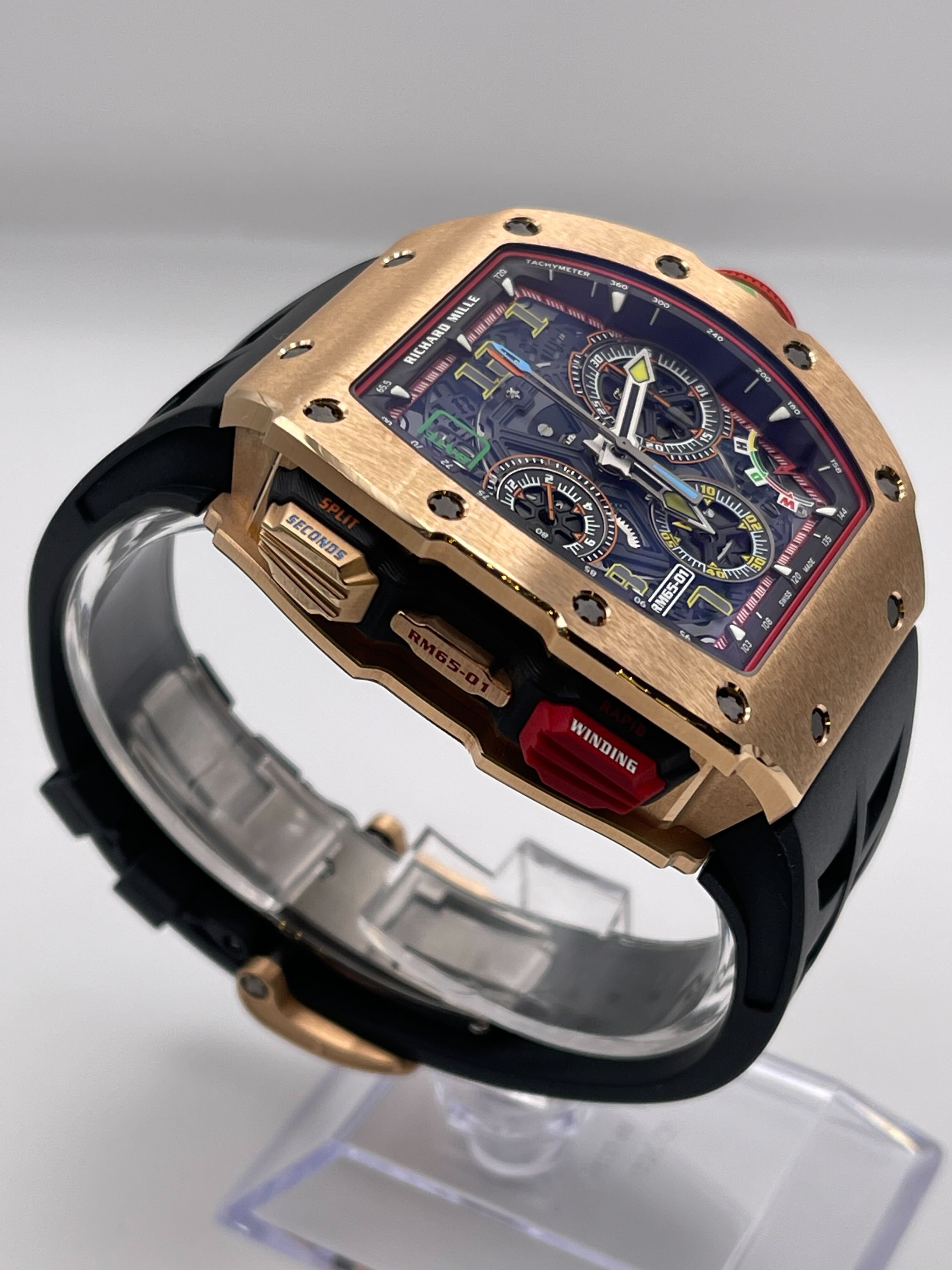 Richard Mille Automatic Winding Chronograph Full Rose Gold RM65-01【1:1 Replica】