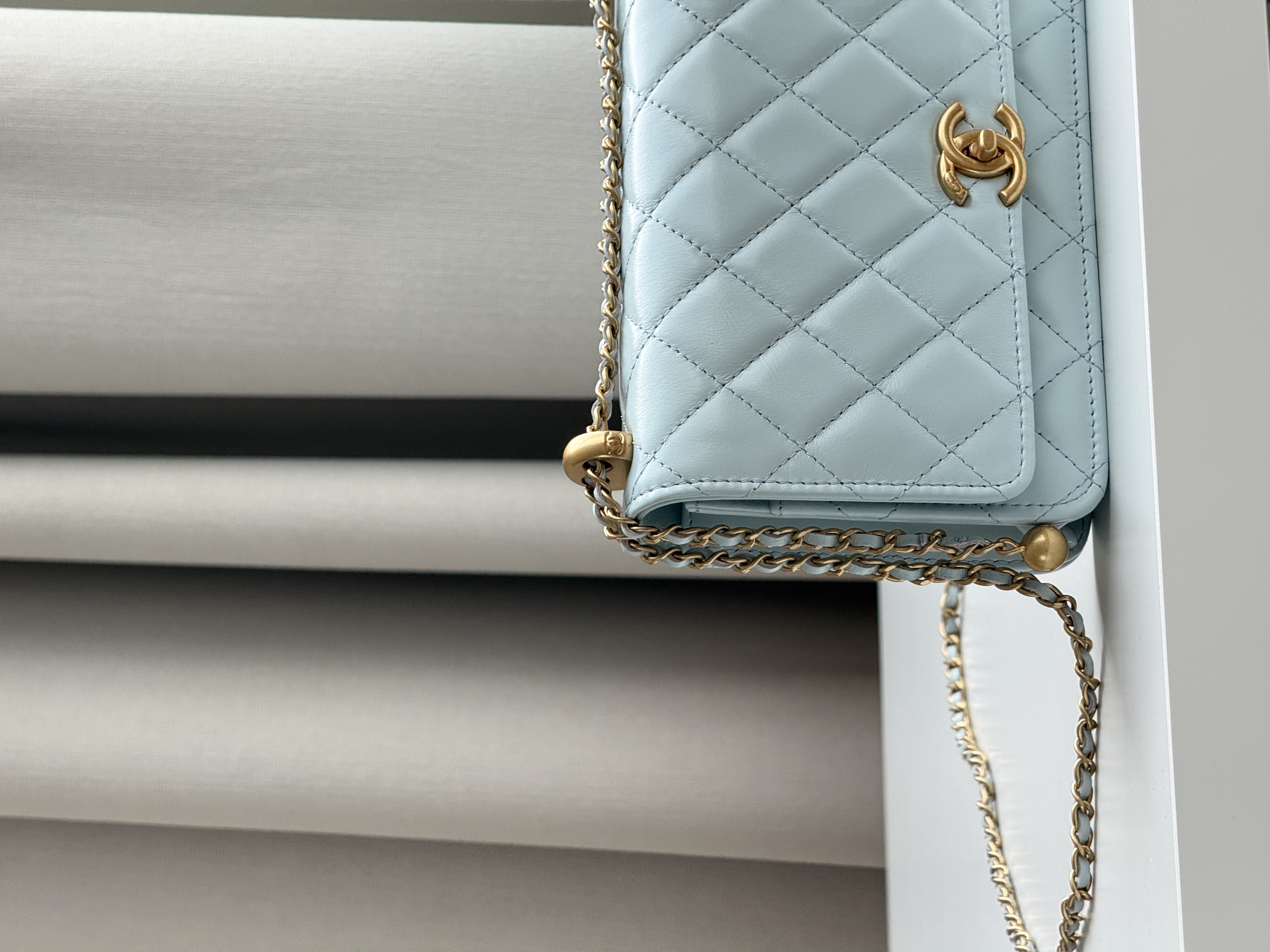 Chanel Wallet on Chain (WOC) with Double Gold Ball Adjustable Chain