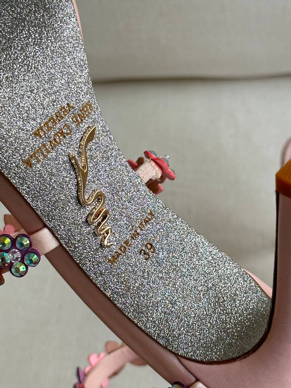 Rene Caovilla Iridescent Crystal Butterfly Spiral-wrap Stiletto Sandals