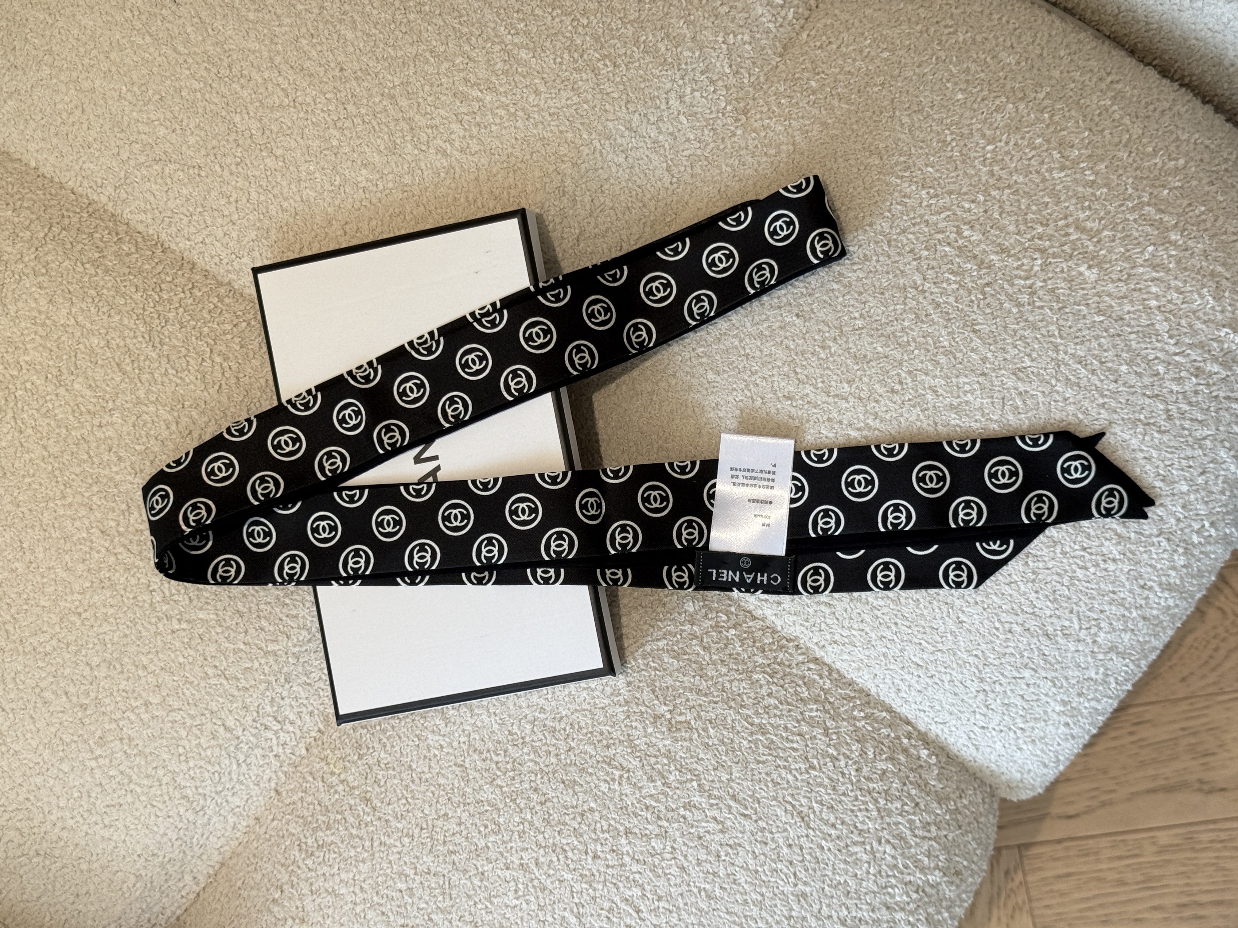 Chanel All-over Interlocking C Twilly Scarf