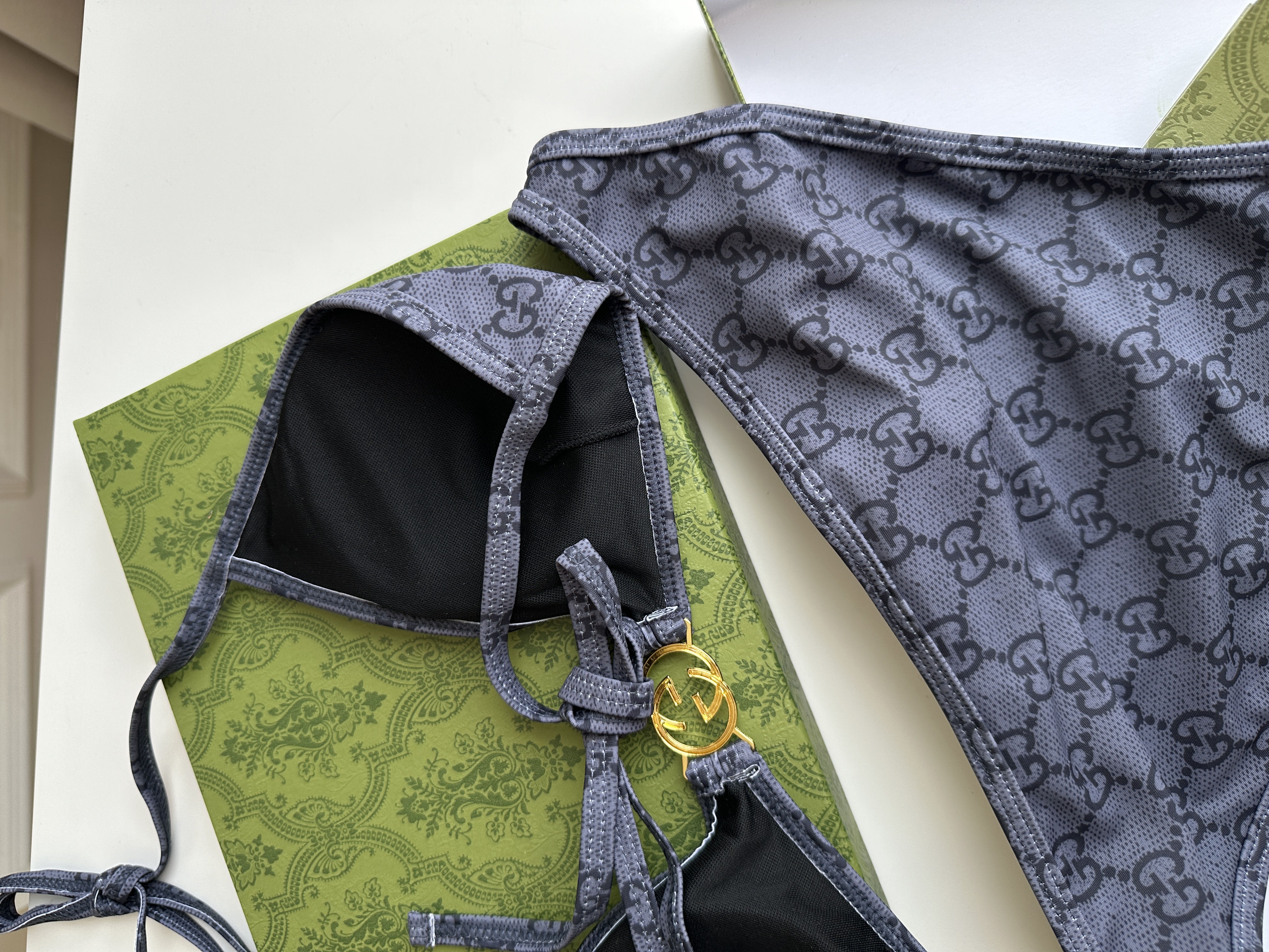 Gucci Grey-Blue Interlocking G Monogram Bikini