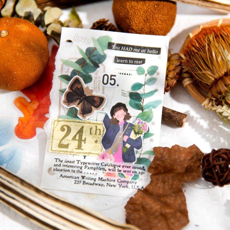 1133 Collage Sticker Pack Blowing Down Leaves Series