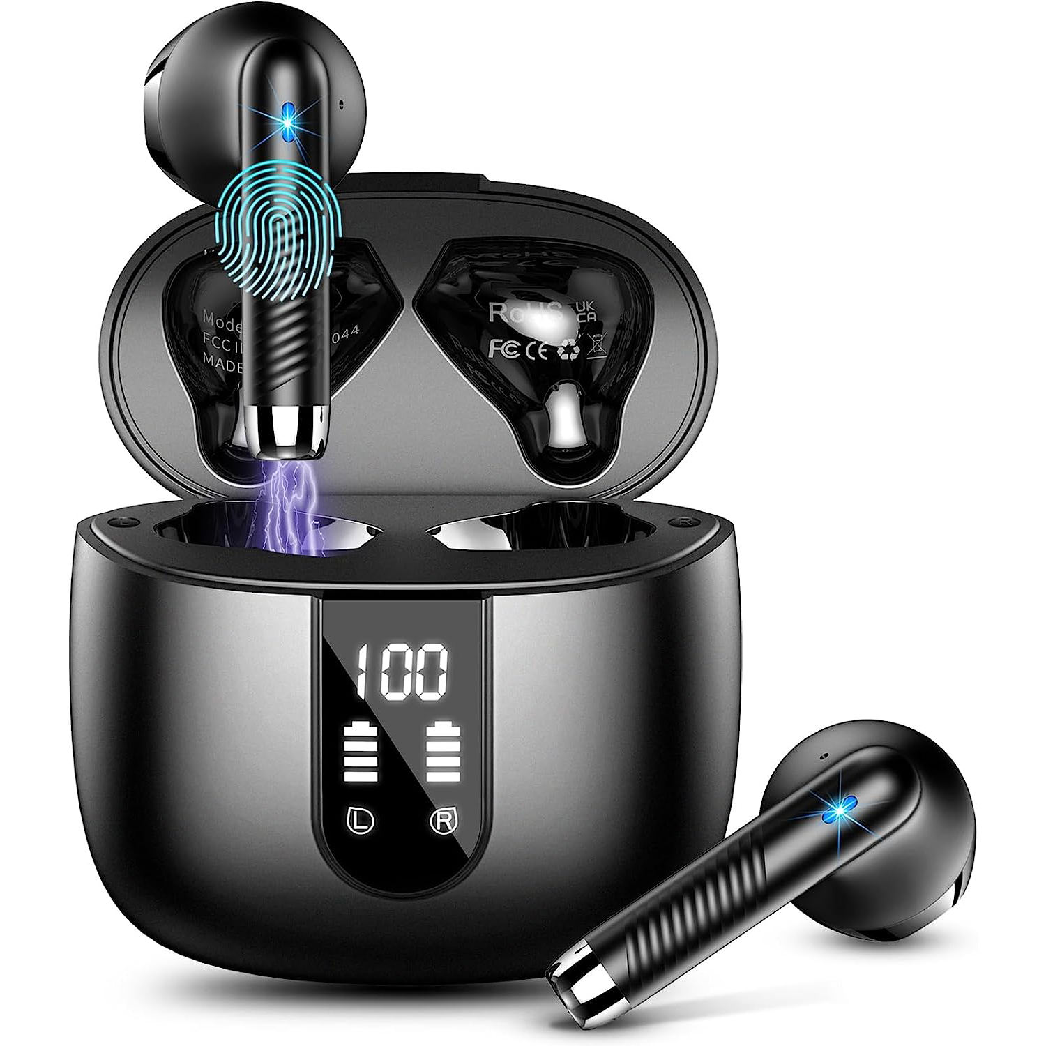 True Wireless for 5.3 In-Ear Earbuds 13mm Dynamic Drivers HiFi Stereo Sound CVC8.0 Microphone LED ANC IPX4