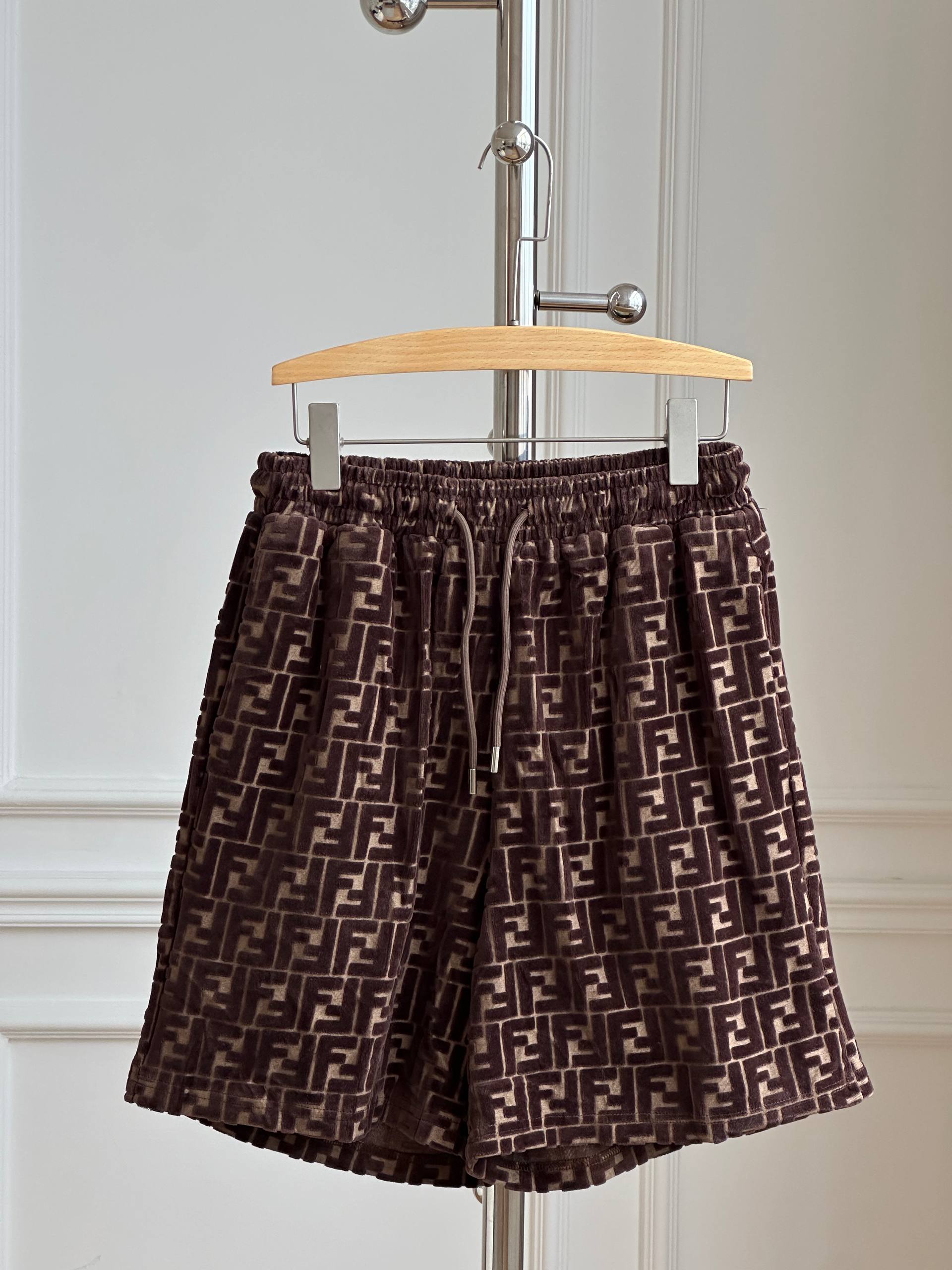 FENDI FF Monogram Jacquard Velour Shorts