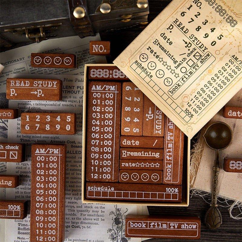 7012 Wooden Stamp Set Weekly Calendar Series