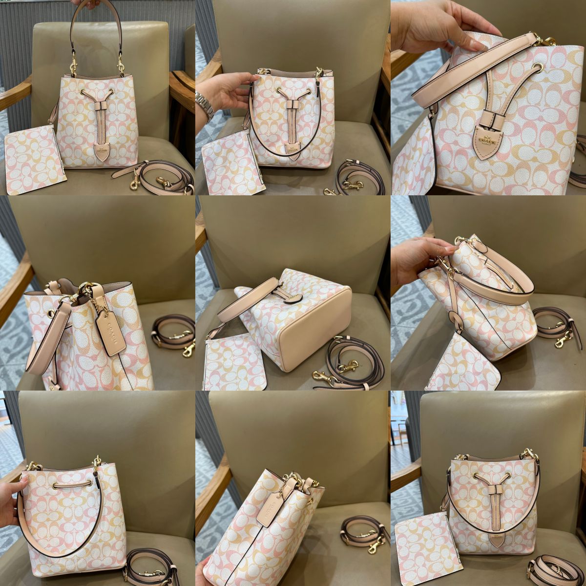 Women Handbag CEL14 CDY21 CBH06 CBH07 CDA92 CEA23 ROWAN BUCKET BAG IN PRETTY SIGNATURE CANVAS