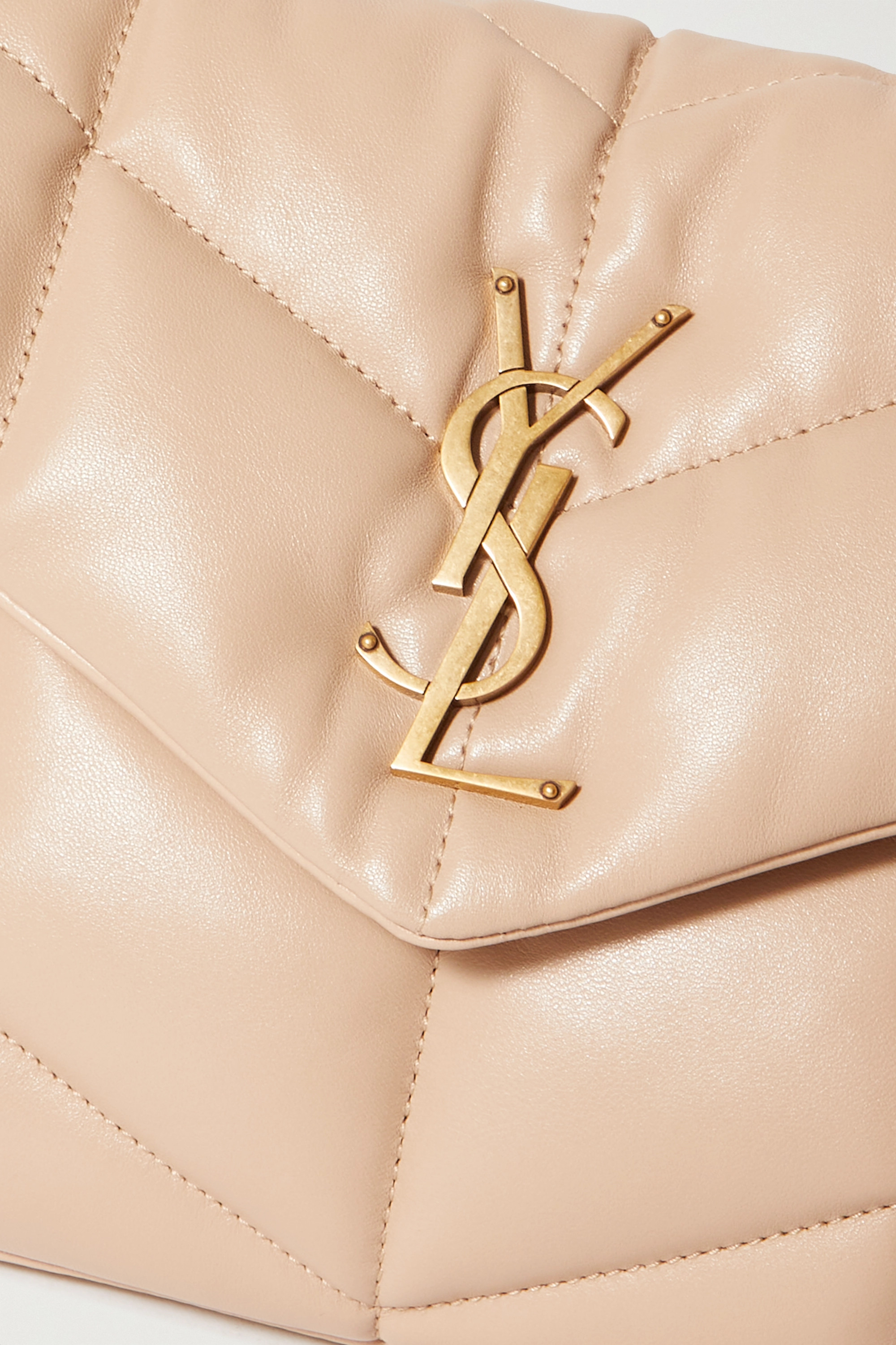 SAINT LAURENT Loulou Puffer small quilted leather shoulder bag beige