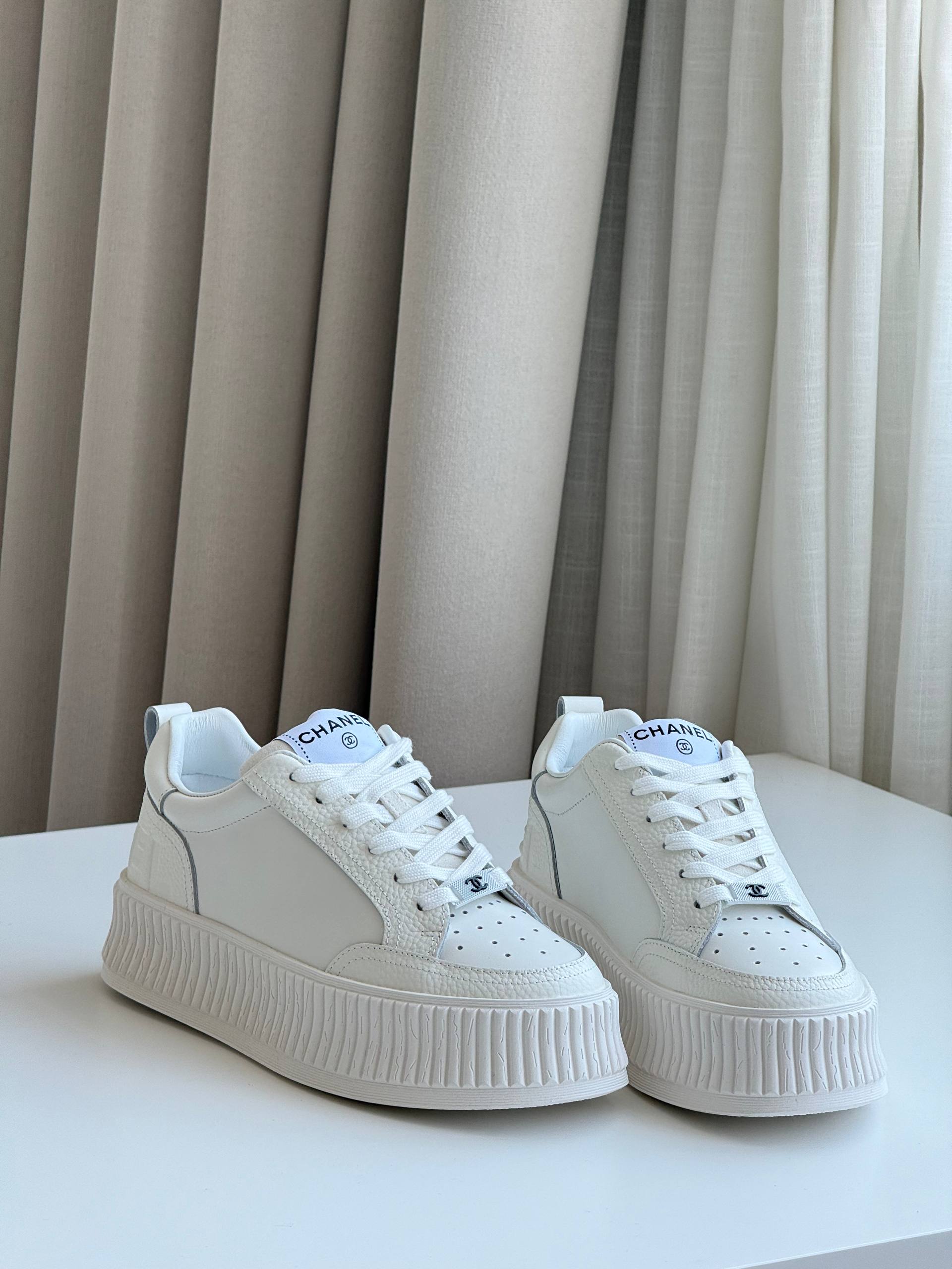 Chanel Platform Lace-Up Sneakers