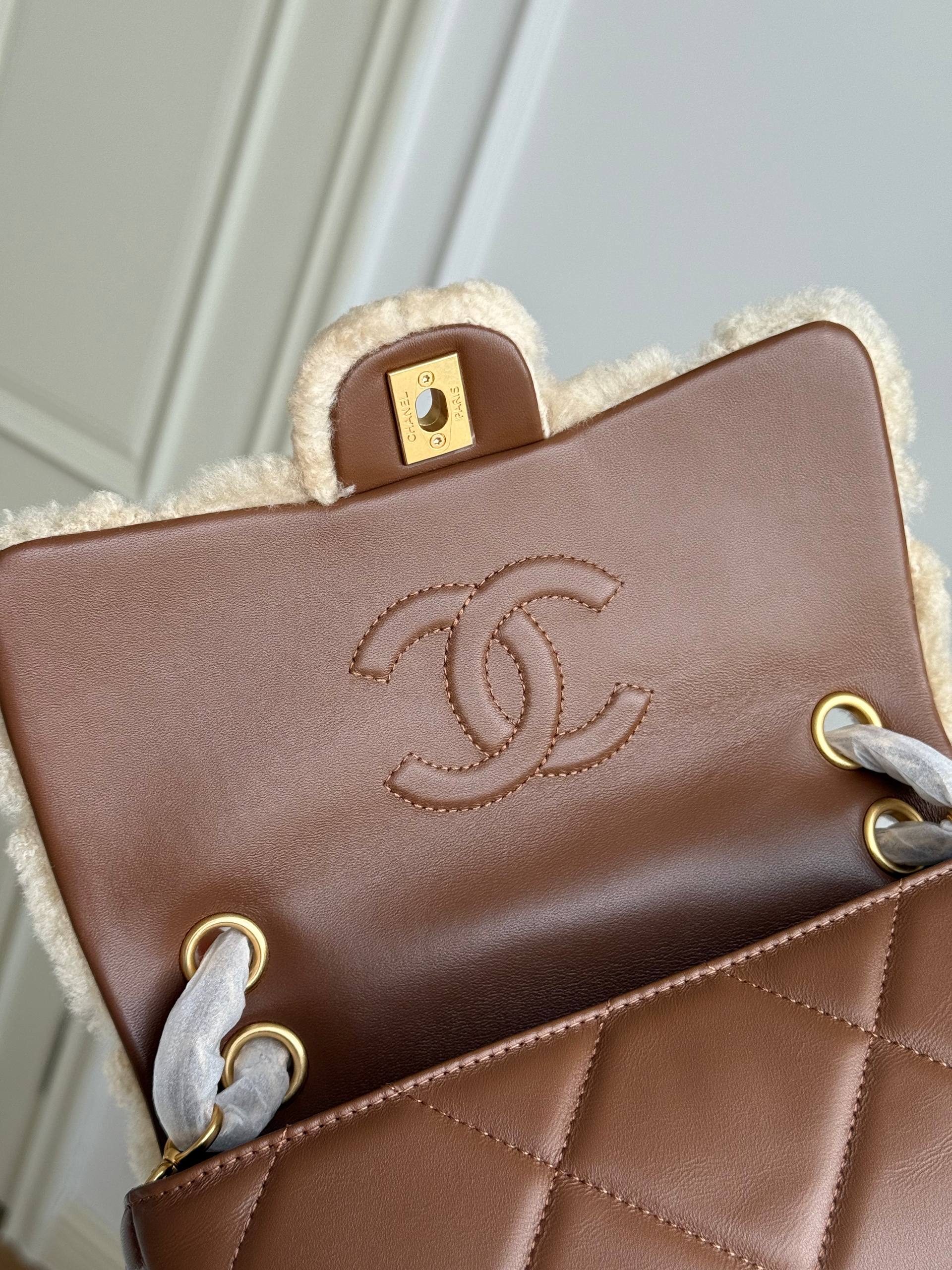 Chanel Classic Flap Shearling & Leather Quilted Crossbody Bag